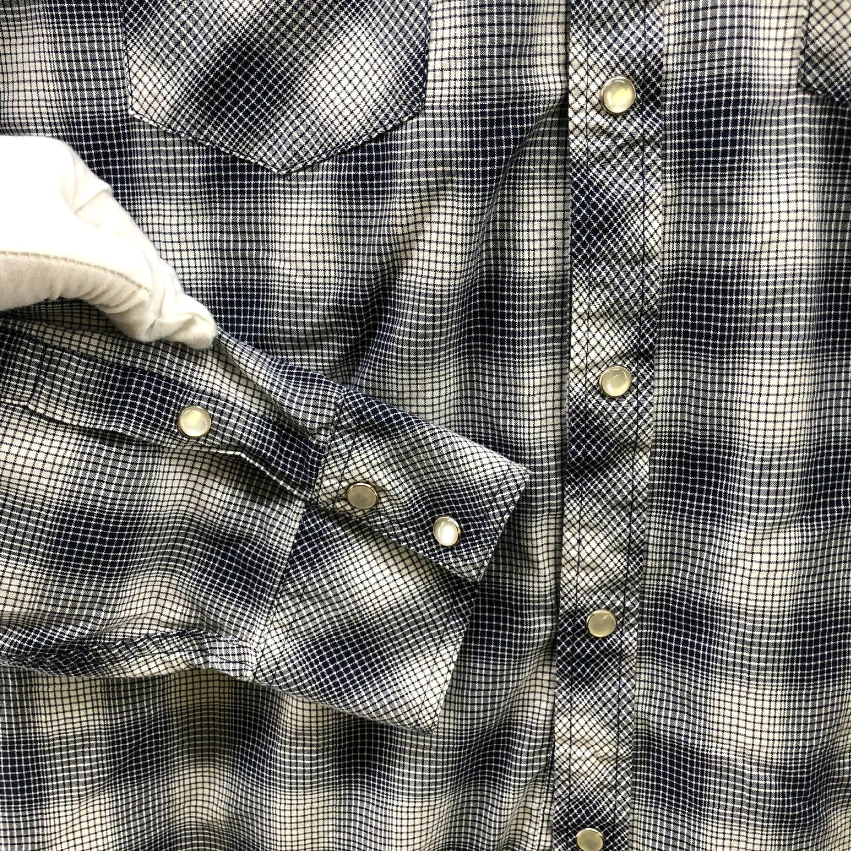 Vintage R-Vintage Mens Western Snap Button Embroidered Shirt XXL Blue Plaid Cowboy Button-Up Chest Pockets Casual Size US XXL / EU 58 / 5 - 6 Thumbnail