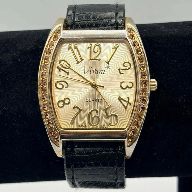 Other Gold & Black Crystal Vivani Watch Size ONE SIZE - 1 Thumbnail
