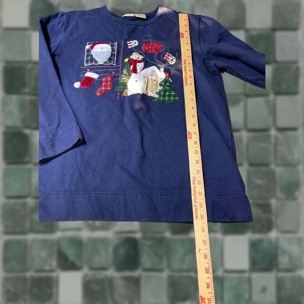 Vintage VINTAGE Bobbie Brooks Christmas Sweater Womens Large Blue Santa Snowman Knit Pullover Boatneck Sleeveless, Regular Fit, Christmas Theme Women Size L / US 10 / IT 46 - 1 Thumbnail