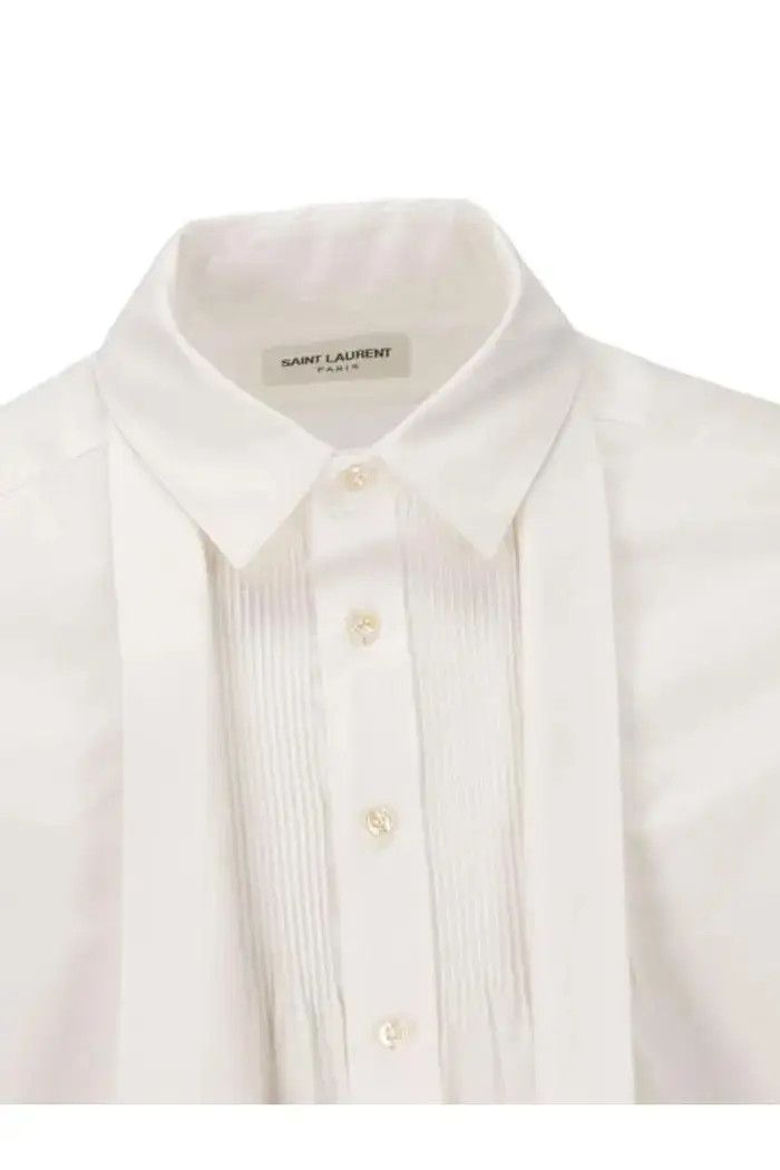 Saint Laurent Paris o1bcso1str1124 Lavalliere Neck Blouse in White Size US L / EU 52-54 / 3 - 3 Thumbnail