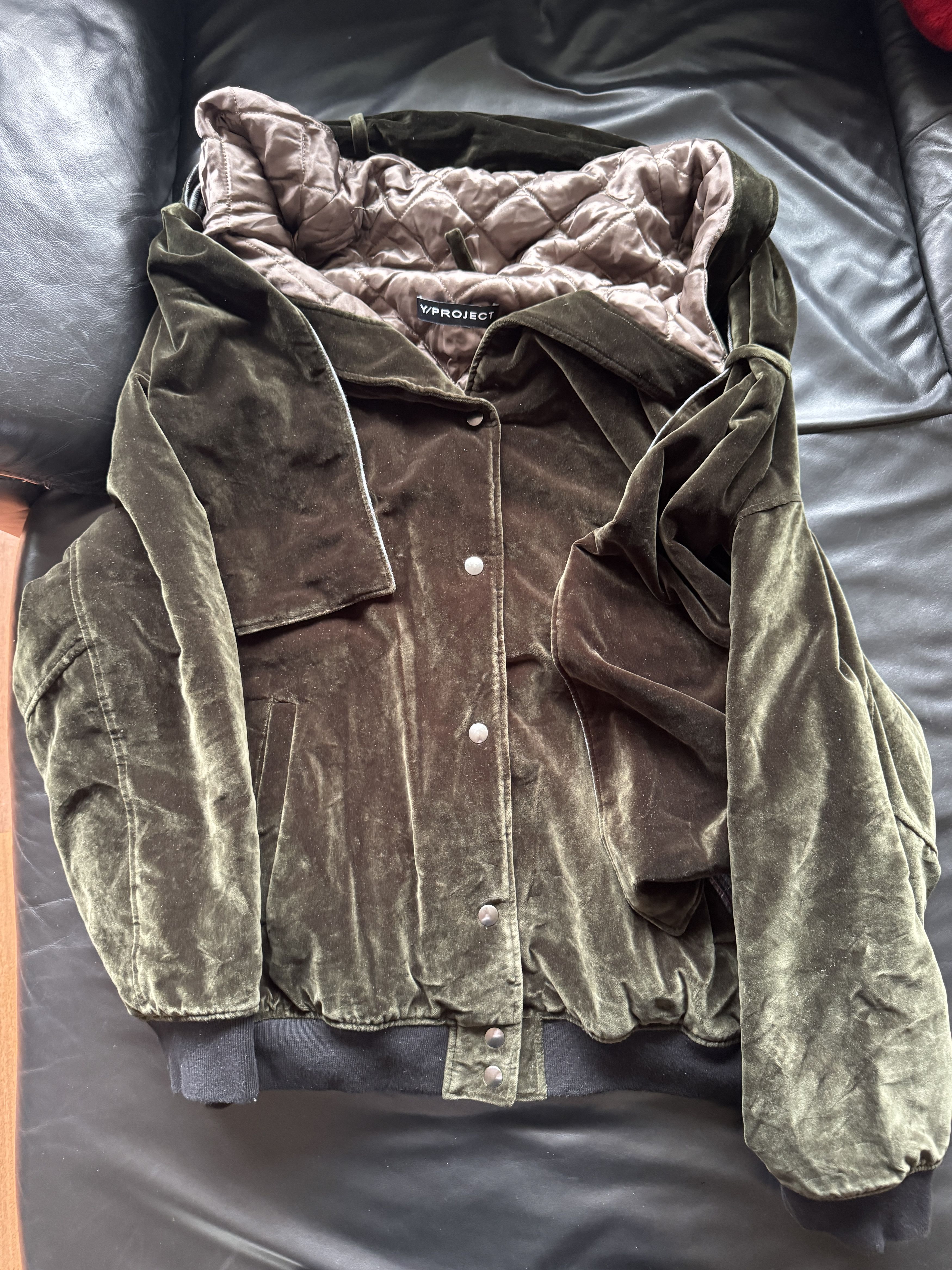 Y/Project Green Velvet Bomber with Scarf Attachment (Sample) Size US XL / EU 56 / 4 - 11 Thumbnail