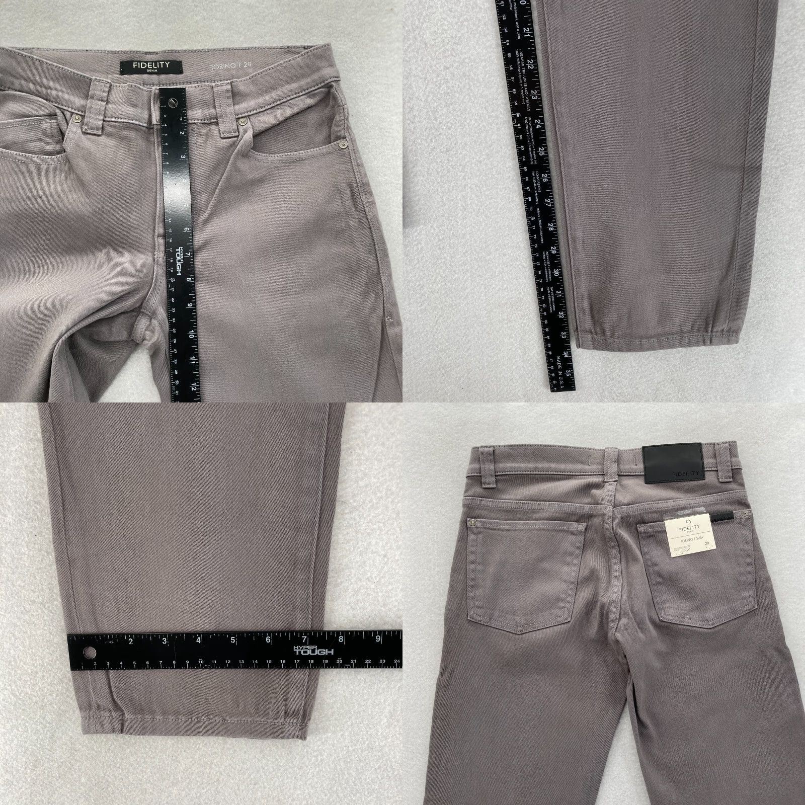 Vintage Fidelity Denim Torino Jeans Mens 29x34 Slim Fit Charcoal Gray Stretch Denim NWT Size US 29 - 8 Thumbnail