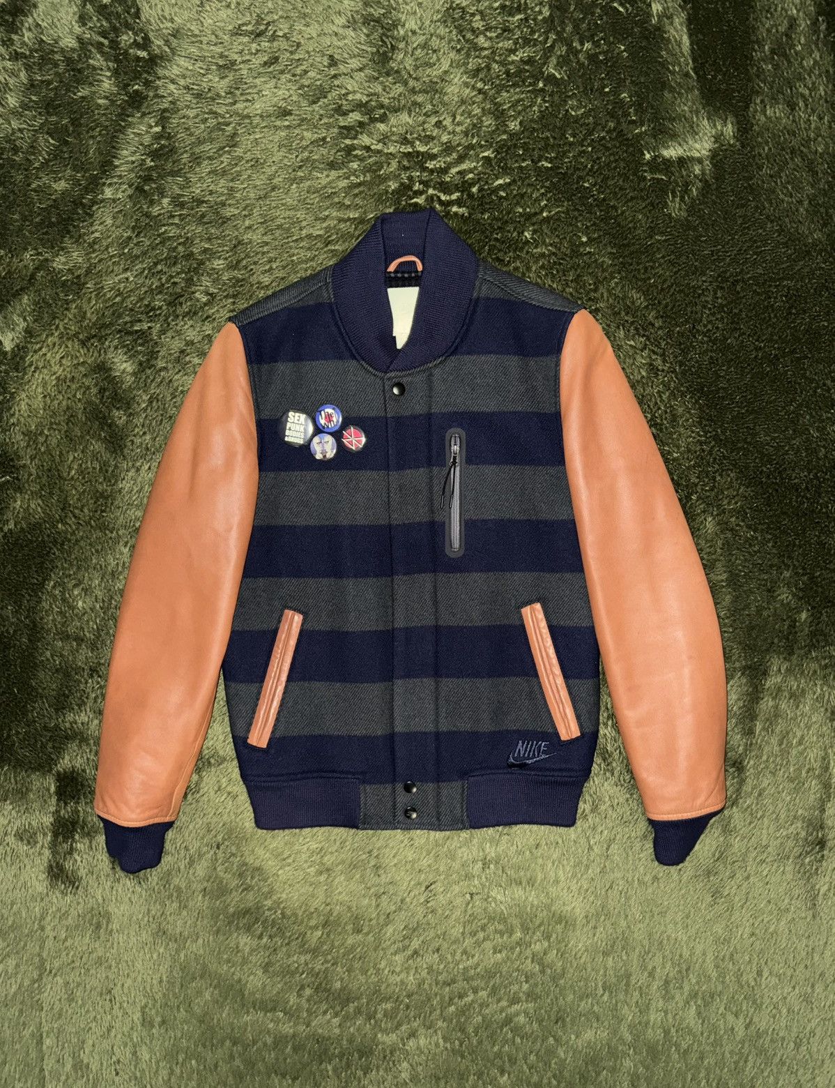 Nike [S] Nike Life Lambskin Sleeve Wool Varsity Jacket Size US S / EU 44-46 / 1 - 1 Thumbnail