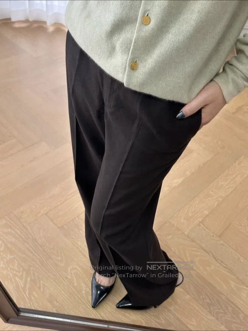 Hermes Hermes Cashmere Pleated Crepe Suit Pants, Dark Brown Size 25" / US 0 / IT 36 - 2 Thumbnail