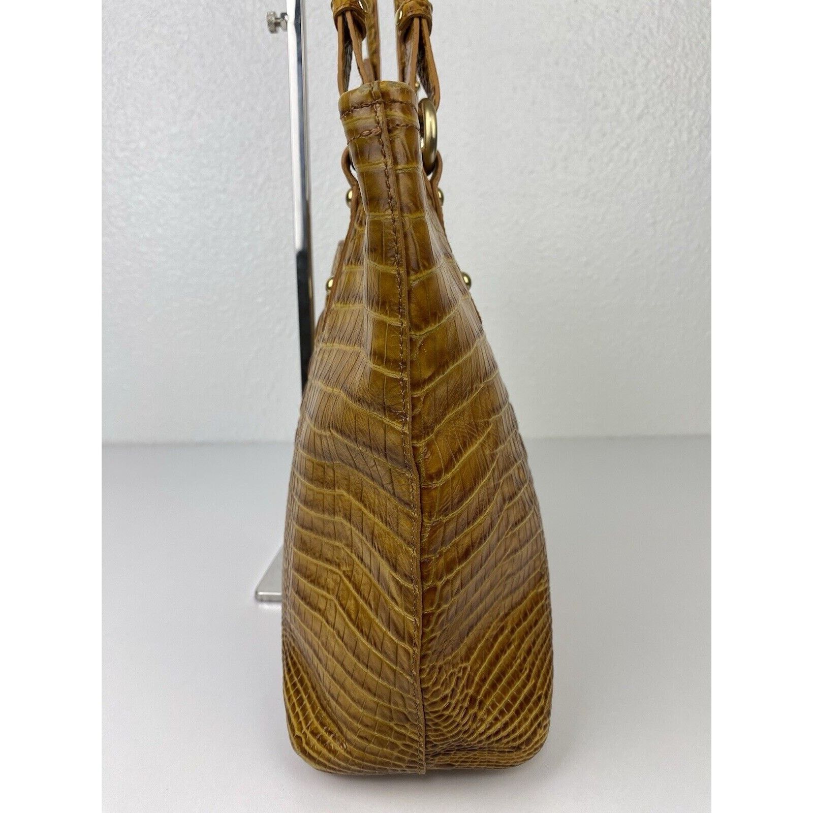 BRAHMIN Brahmin Alden Brown Croc Embossed Leather Shoulder Purse Bag Size ONE SIZE - 9 Thumbnail