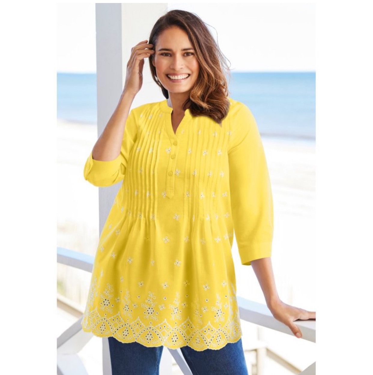Other American Sweetheart Women's Blouse Top Cotton Scallop Size S / US 4 / IT 40 - 1 Thumbnail
