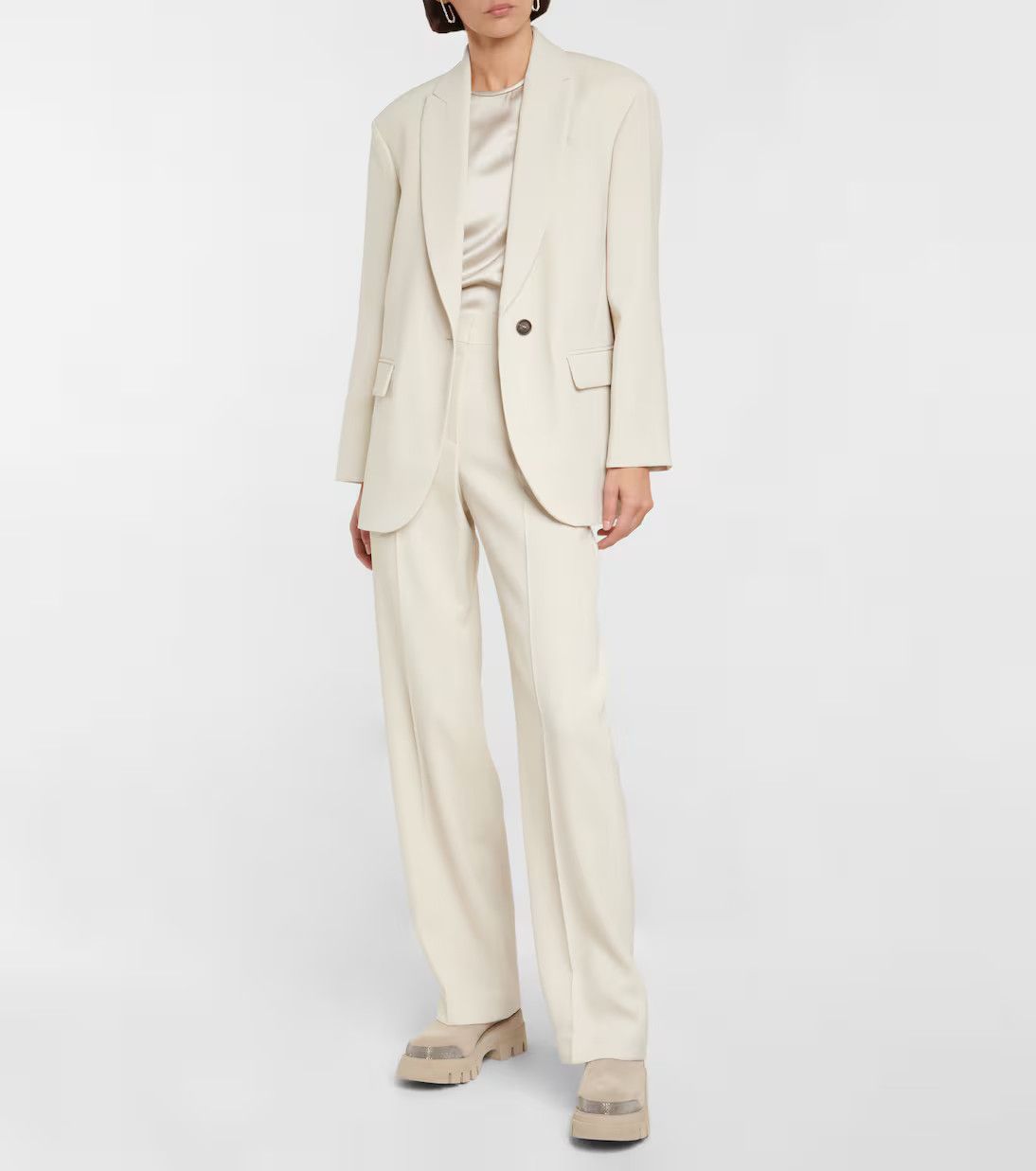 Brunello Cucinelli o1y0725 Blazer in Cream Size M / US 6-8 / IT 42-44 - 2 Thumbnail