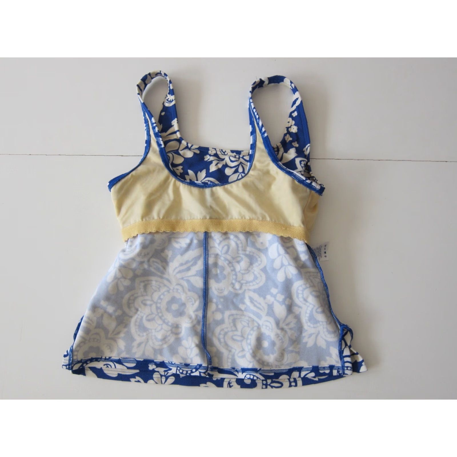 Lands' End VINTAGE Lands' End Tankini Blue White Floral Built In Bra Tankini Swim Top Size 6 Womens Size M / US 6-8 / IT 42-44 - 4 Thumbnail