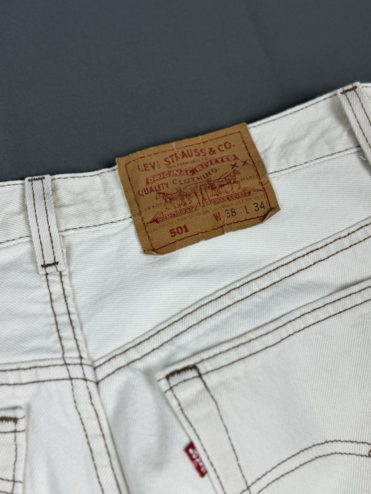 Levi's 90’s Vintage Faded Levi’s 501 White Jeans Pants Made in USA Size US 38 / EU 54 - 19 Thumbnail
