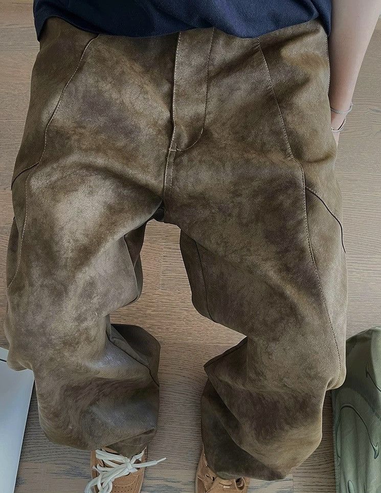 Japanese Brand × Vintage Avant garde punk leopard pocket faux leather carpenter pants Size US 34 / EU 50 - 5 Thumbnail