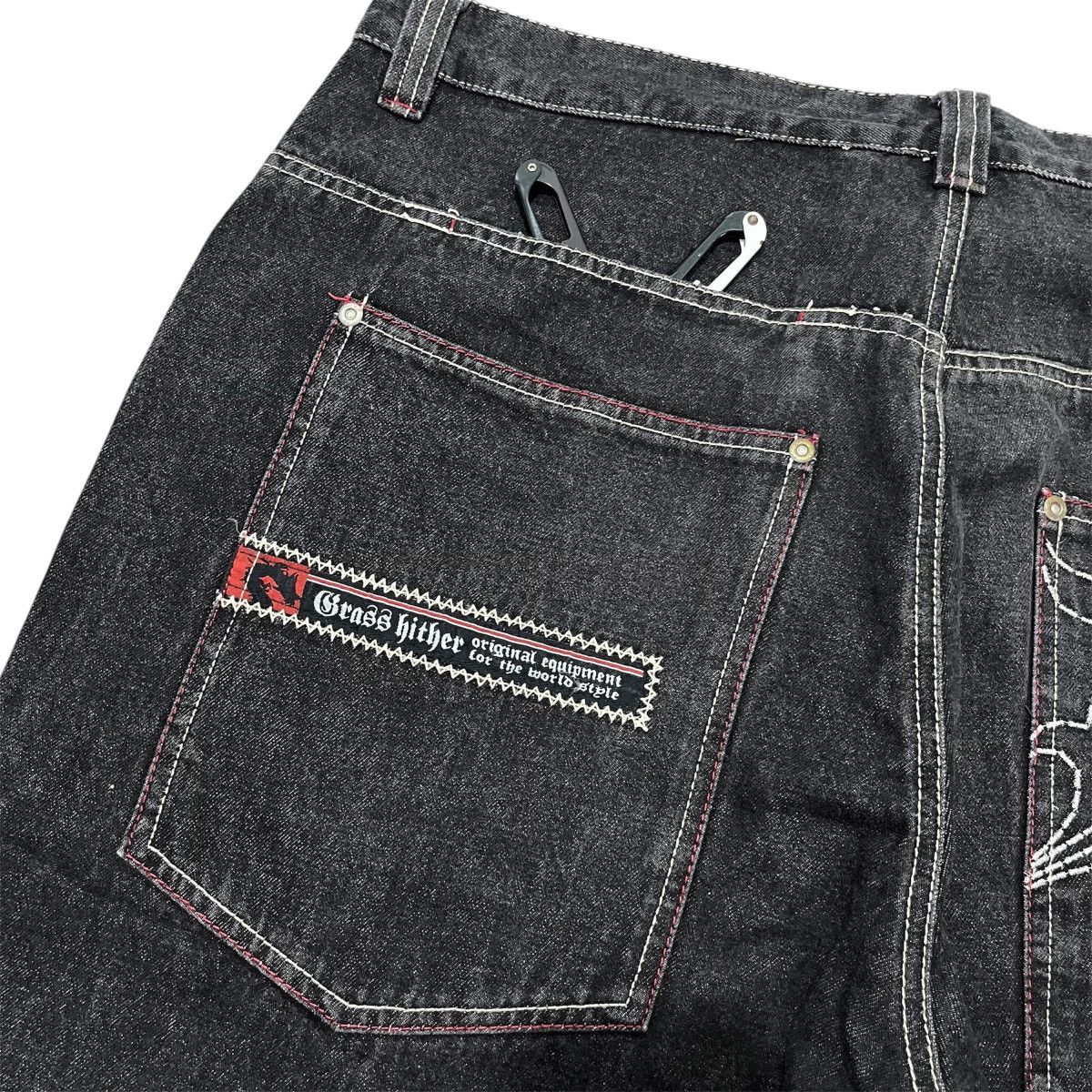 If Six Was Nine 🐲 Grass Hither Embroidery Baggy Cargo Black Denim Pant Size US 40 / EU 56 - 10 Thumbnail