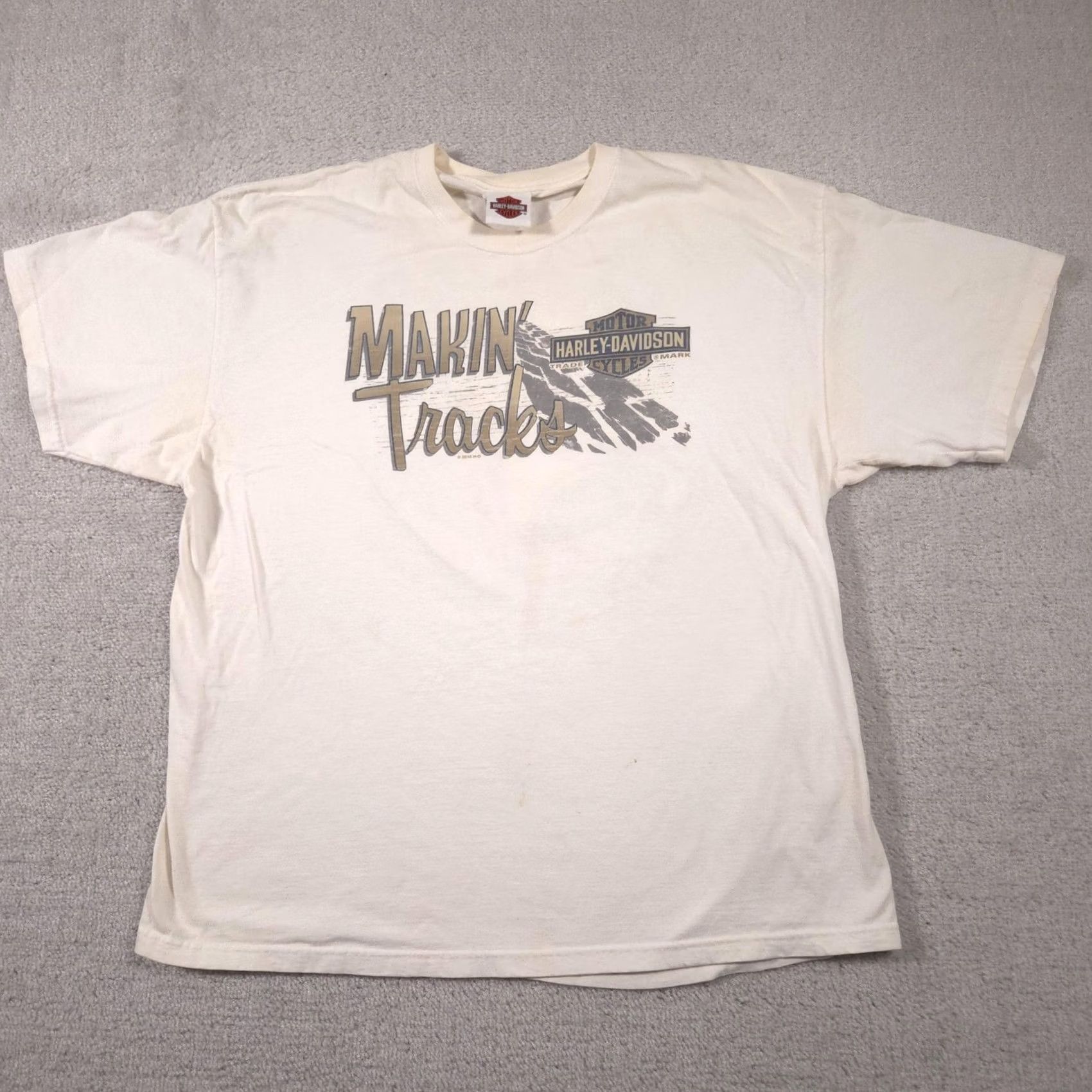 Harley Davidson Harley-Davidson Shirt Mens XL Makin' Tracks Glacier Kalispell Montana Graphic Crew Neck Short Sleeve White Jersey Vintage: No Size US L / EU 52-54 / 3 - 2 Thumbnail