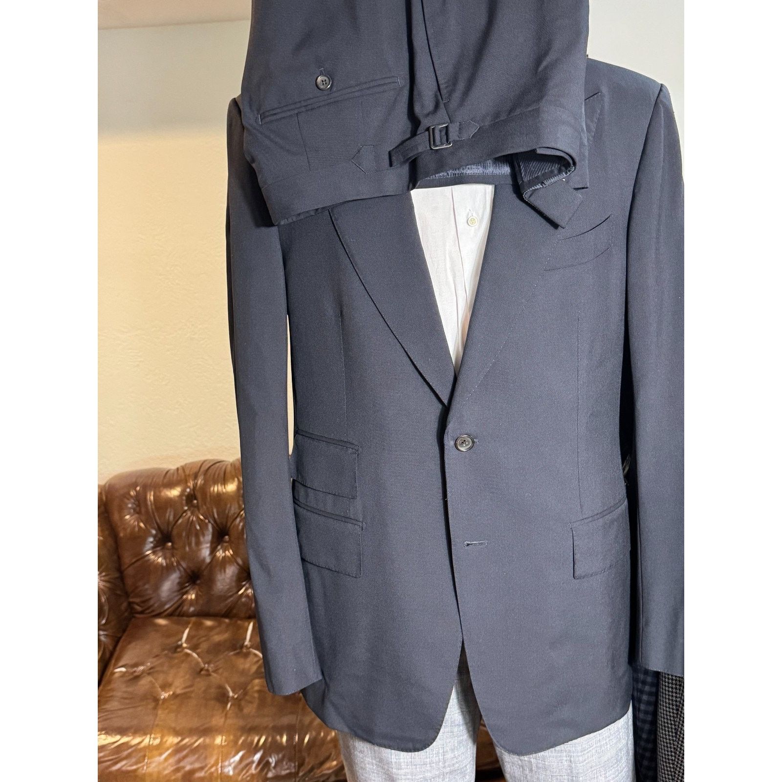 Tom Ford Tom Ford Navy Blue Wool Peak Lapel Suit Windsor 52R 42R Size 42R - 4 Thumbnail