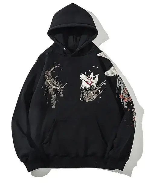 Japanese Brand Embroidered Fox Japanese Flower Hoodie Unisex Size US XL / EU 56 / 4 - 6 Thumbnail