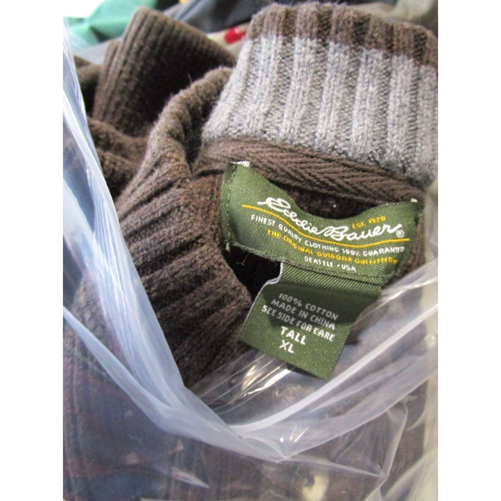 Eddie Bauer VINTAGE Eddie Bauer Mens Sweater 100% Cotton Brown Hip Long Henley Ribbed Knit XL Tall Size Size US XL / EU 56 / 4 - 2 Thumbnail