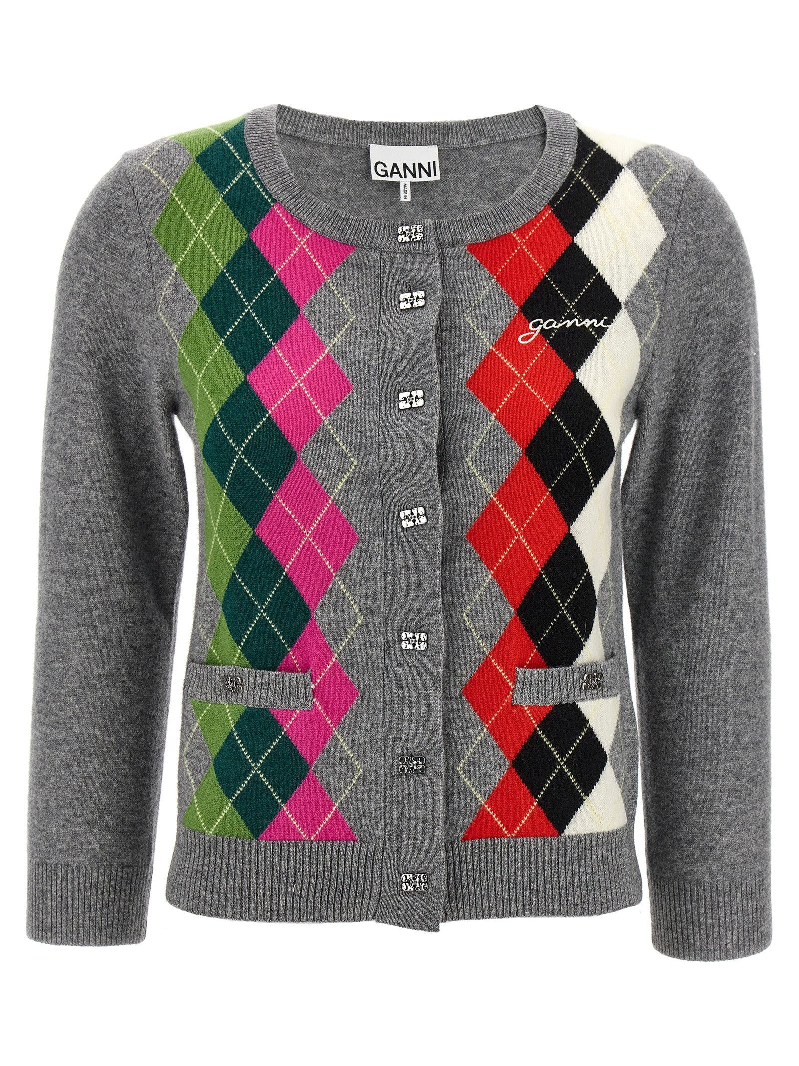 Ganni 'Grey Check' Cardigan Size XS / US 0-2 / IT 36-38 - 1 Thumbnail