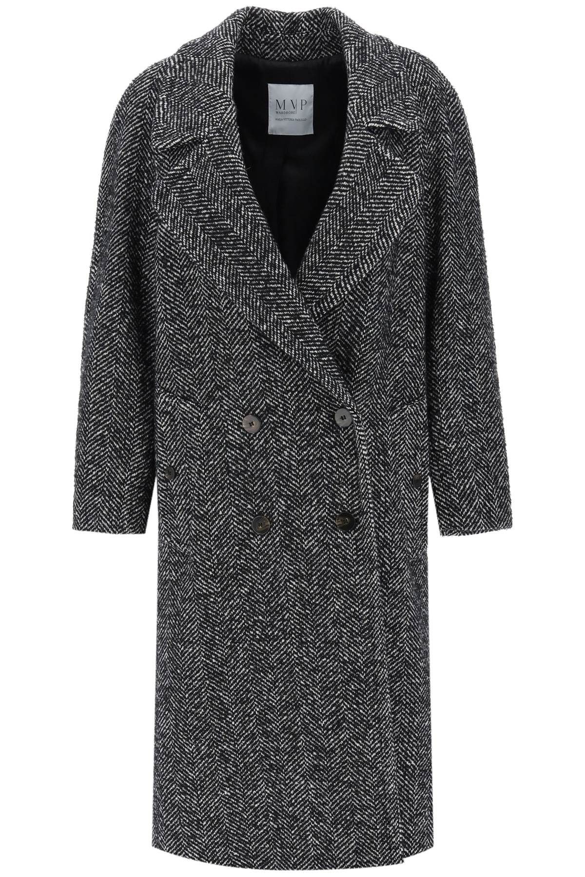 image of Mvp Oversized Herringbone Coat in Nero, Women's (Size Small)