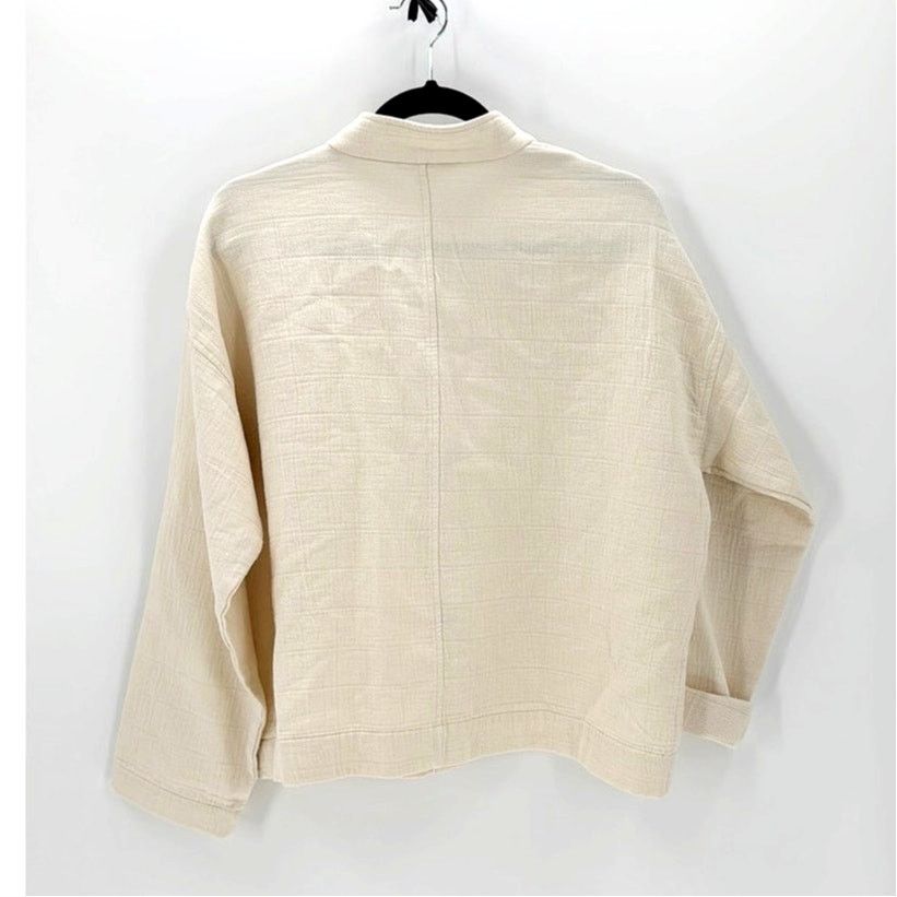 Eileen Fisher Eileen Fisher Ivory Cotton mandarin collar oversized Jacket Size S / US 4 / IT 40 - 2 Thumbnail