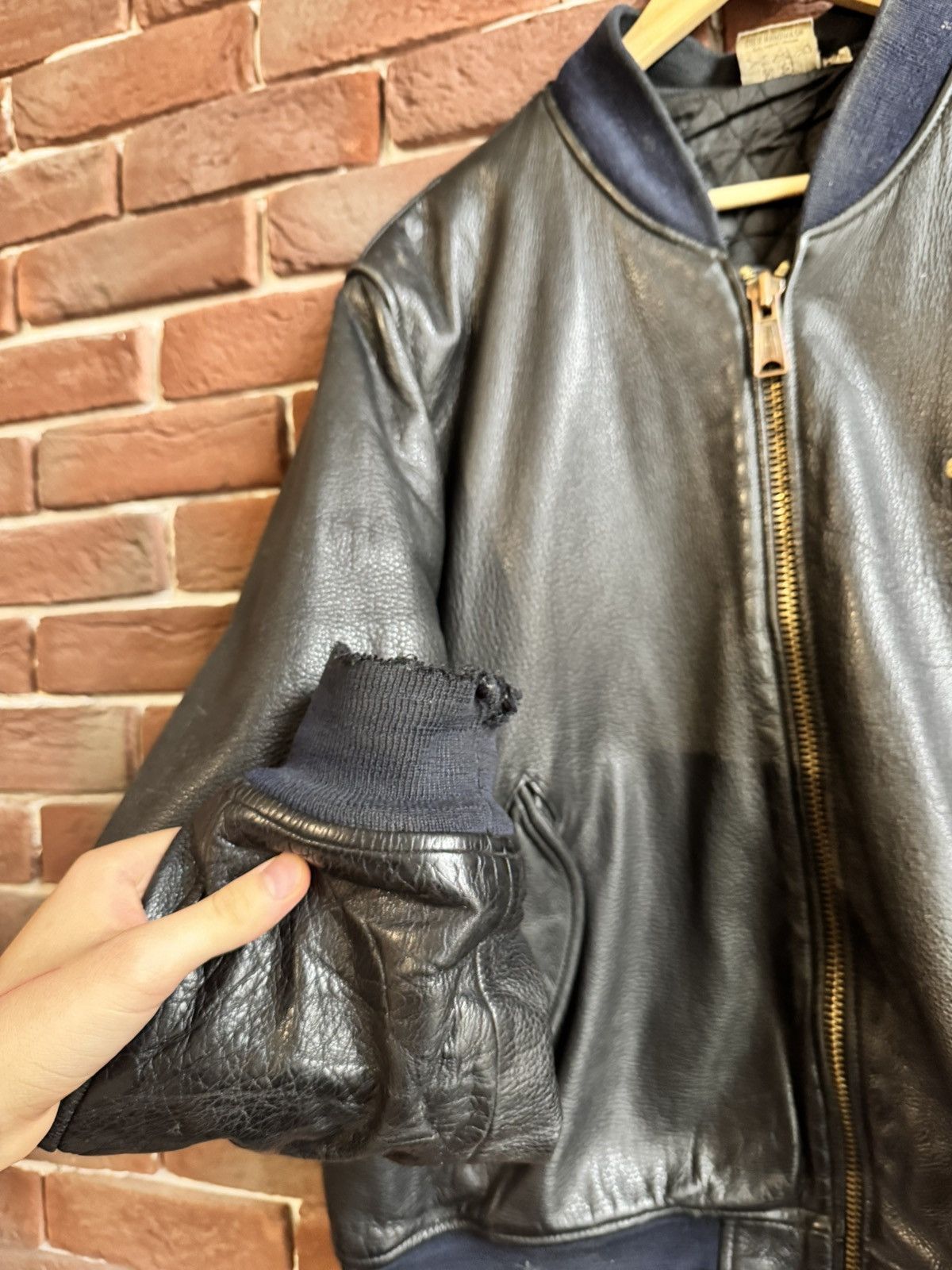 Thunderdome Rare 90s Thunderdome Leather Bomber Jacket Gabber Hardcore Size US XL / EU 56 / 4 - 6 Thumbnail