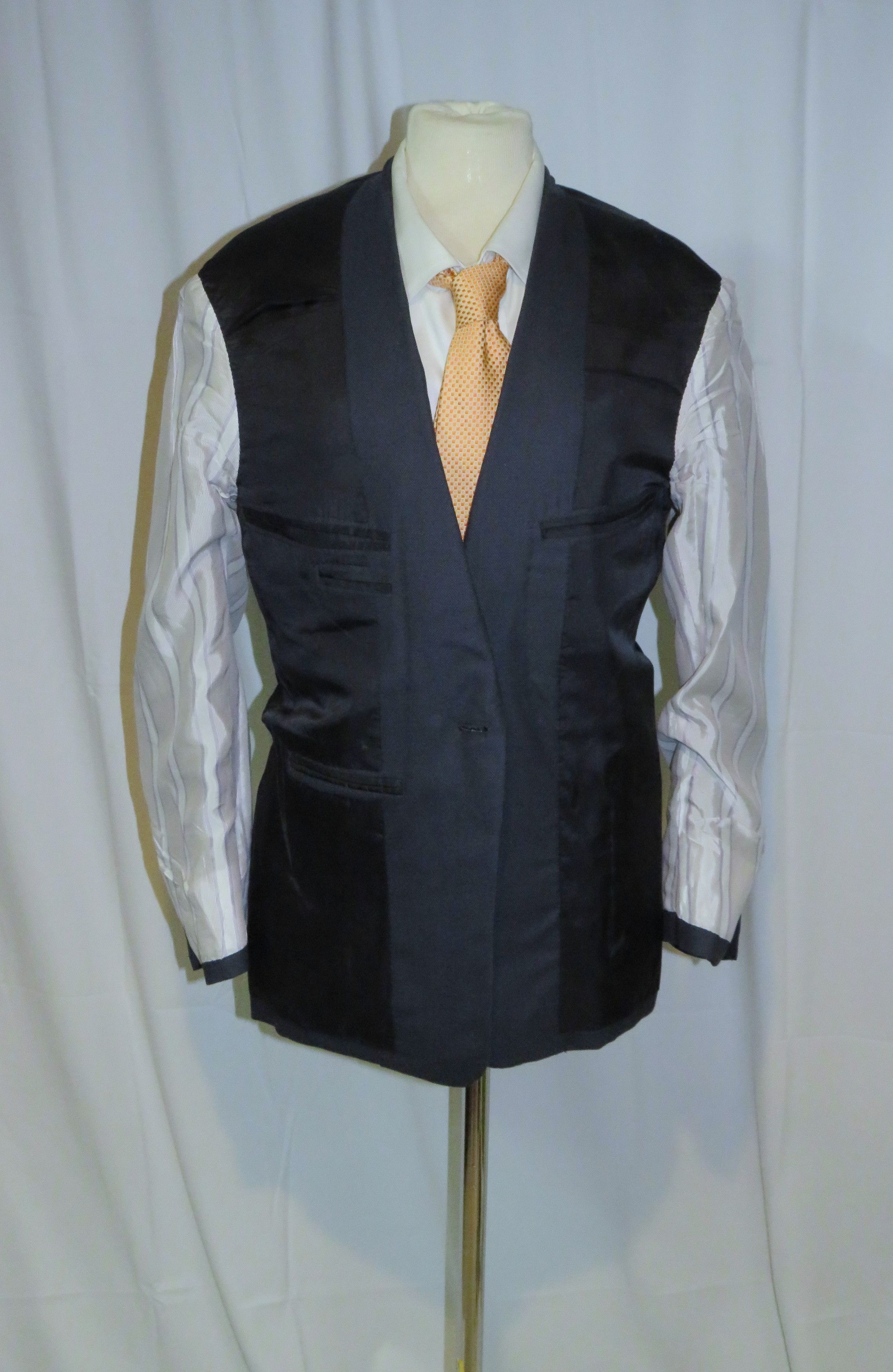 Huntsman × Savile Row Bespoke 2022 Navy Blue Birdseye One Button Suit 34S Size 34S - 13 Thumbnail