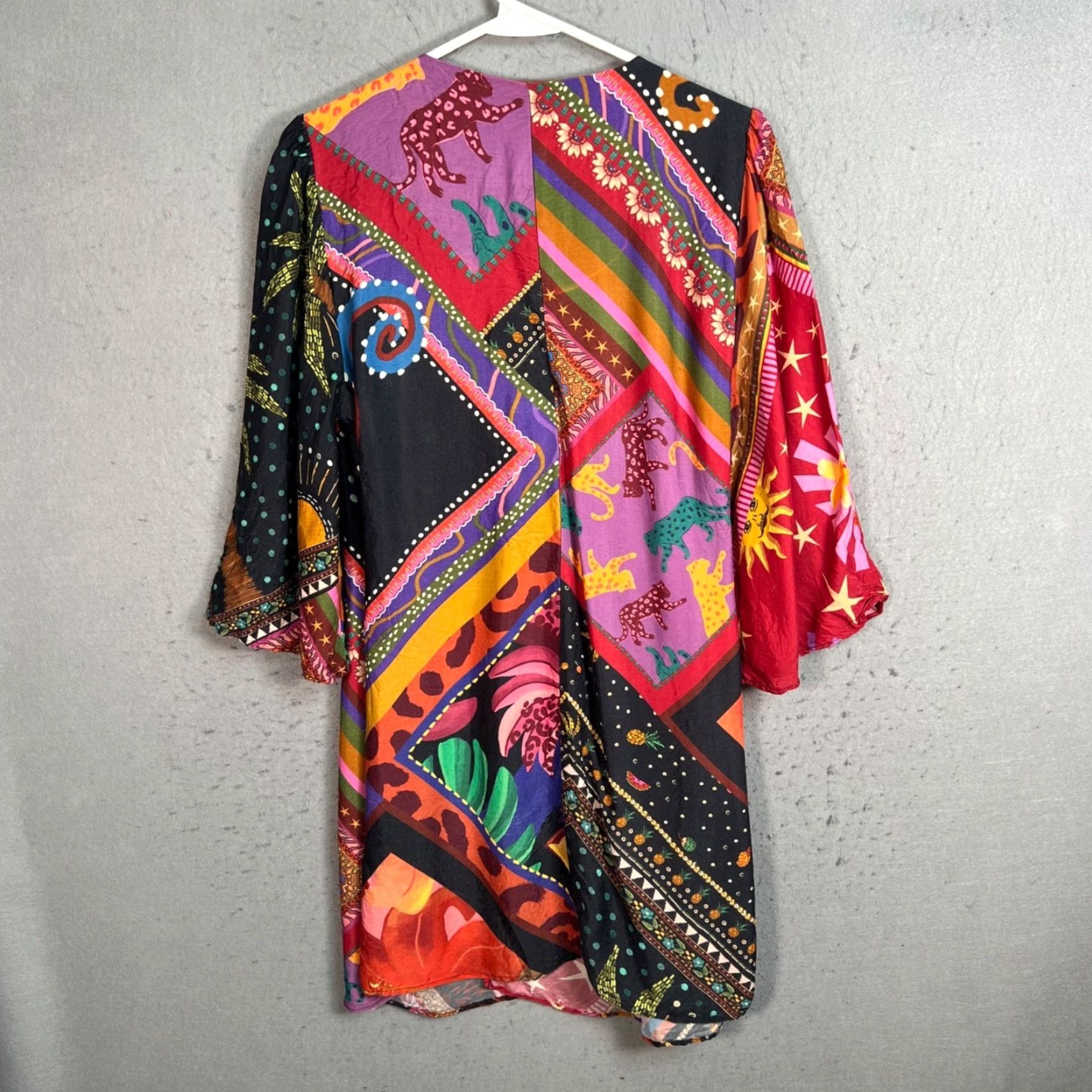 Farm Rio Farm Rio Wrap Dress Mini 3/4 Sleeve V-Neck Multicolor Colorful Casual Party/Cocktail Womens Adult Medium (M) Short Size M / US 6-8 / IT 42-44 - 2 Thumbnail