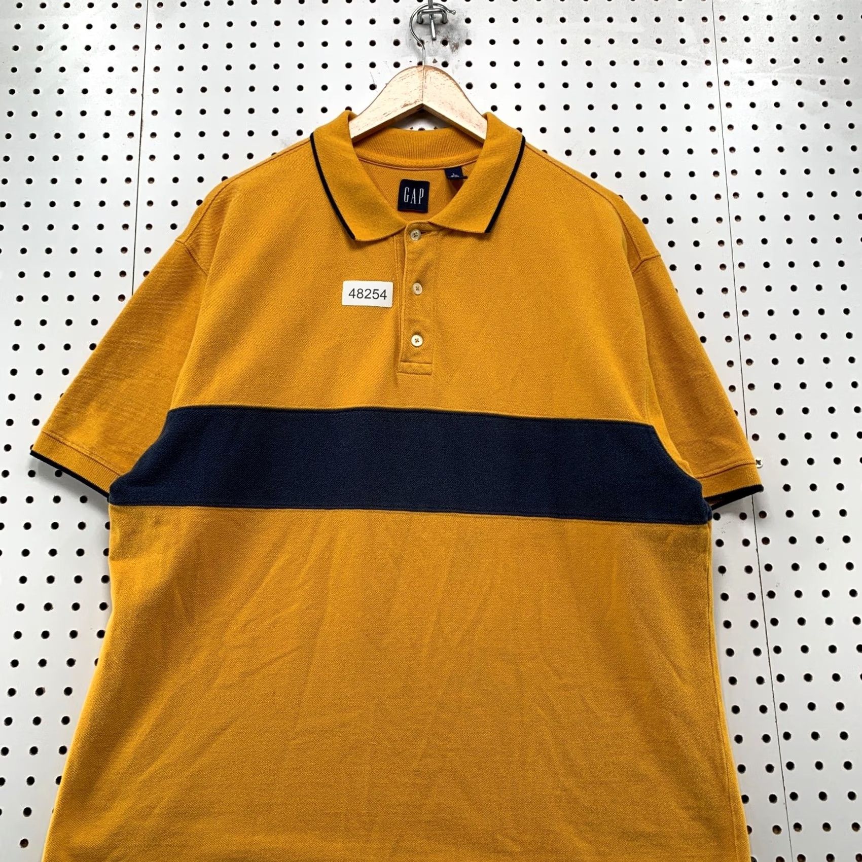 Gap GAP Polo Shirt Mens L Mustard Yellow Striped 90s Vintage Cap Collared Short Sleeve Polo Mens Size US L / EU 52-54 / 3 - 4 Thumbnail
