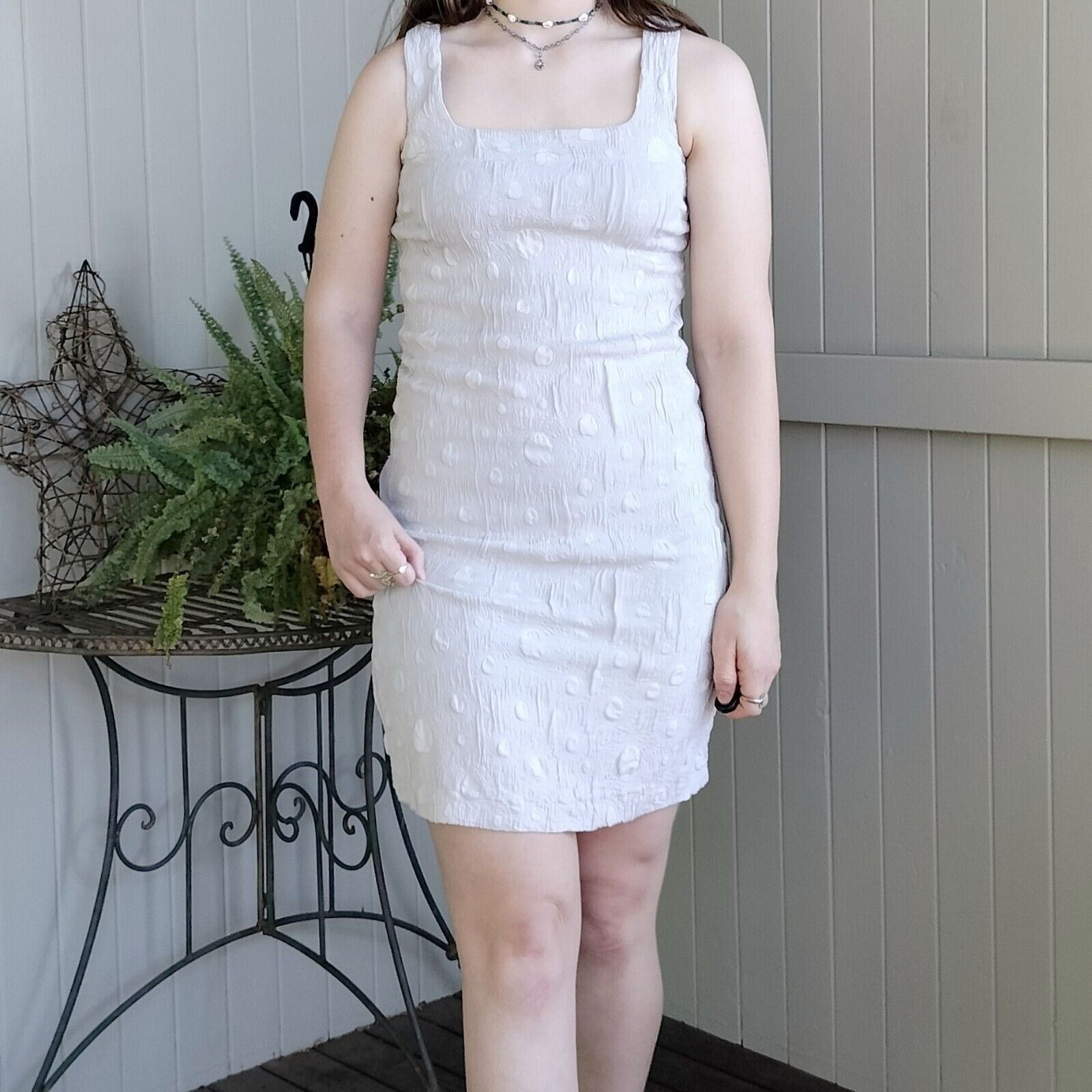 Vintage European Culture Dress Mini Bodycon Polka Dot Crinkle Size S / US 4 / IT 40 - 4 Thumbnail