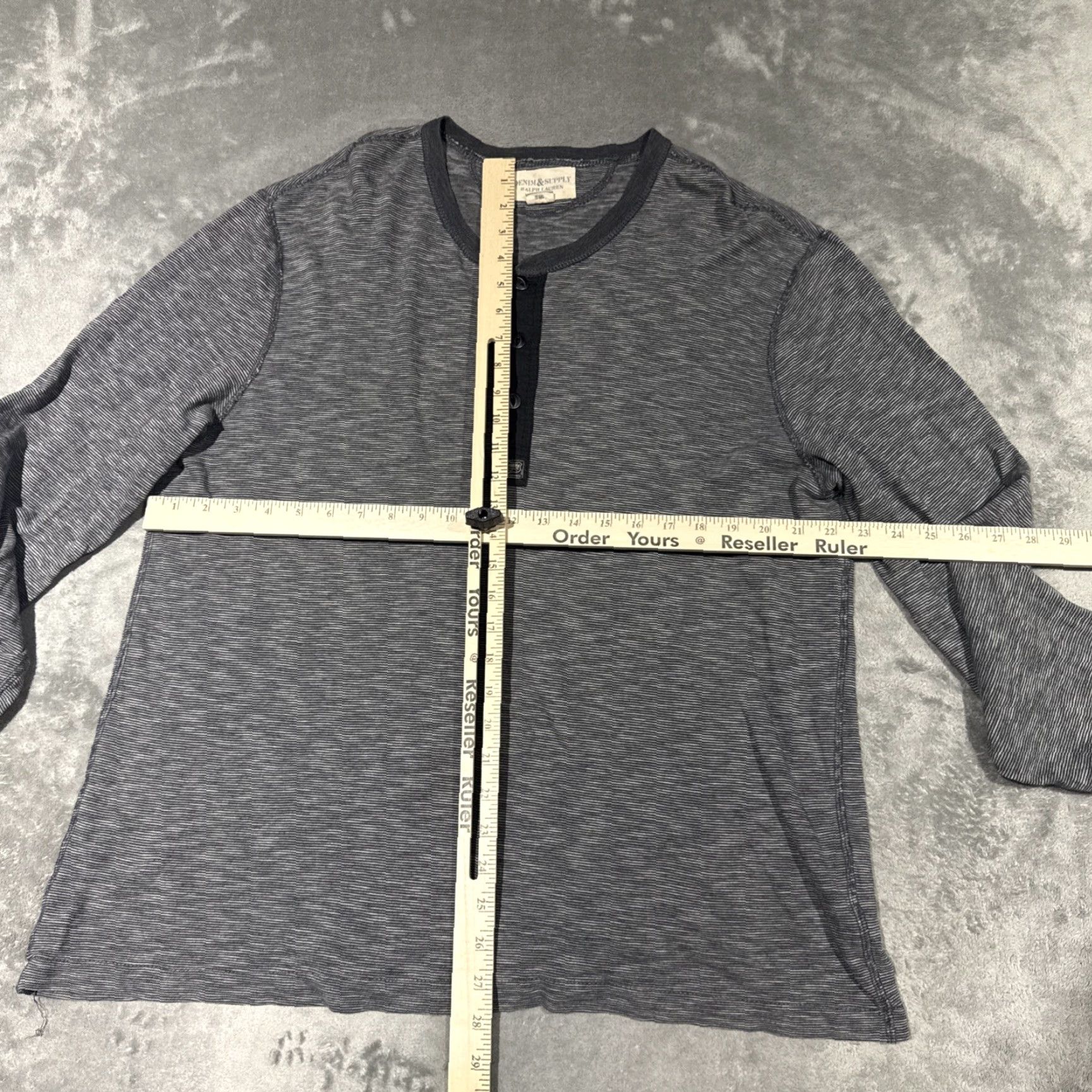 Vintage Denim & Supply Ralph Lauren T Shirt Mens XL Blue Striped Henley Long Sleeve Size US XL / EU 56 / 4 - 4 Thumbnail