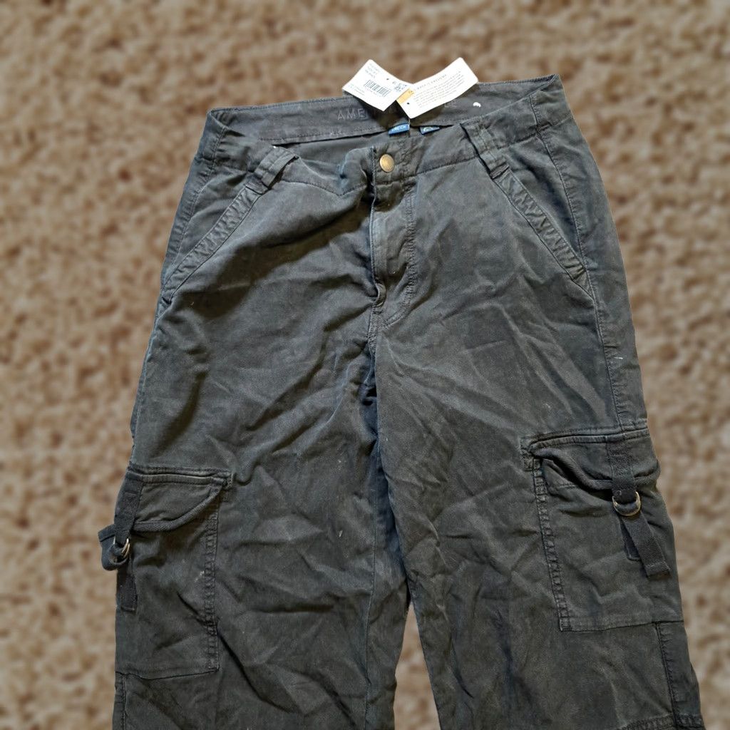 American Eagle Outfitters American Eagle Outfitters Pants Women Size 2 Black Tencel Wide-Leg Cargo Y2K Casual Minimal Size 26" / US 2 / IT 38 - 1 Thumbnail