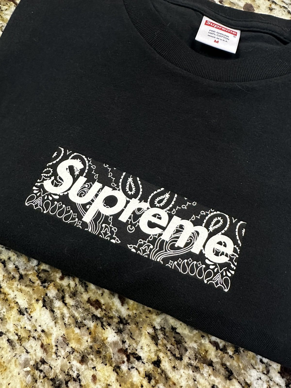 Supreme Supreme Bandana Box Logo Tee Black | Grailed