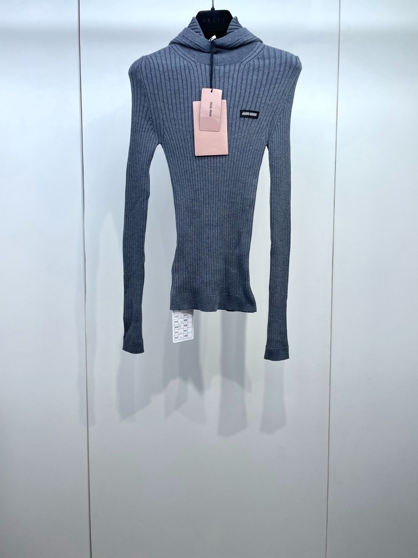 Miu Miu Miu Miu 25s Gray Turtleneck Hoodie Size XS / US 0-2 / IT 36-38 - 1 Thumbnail