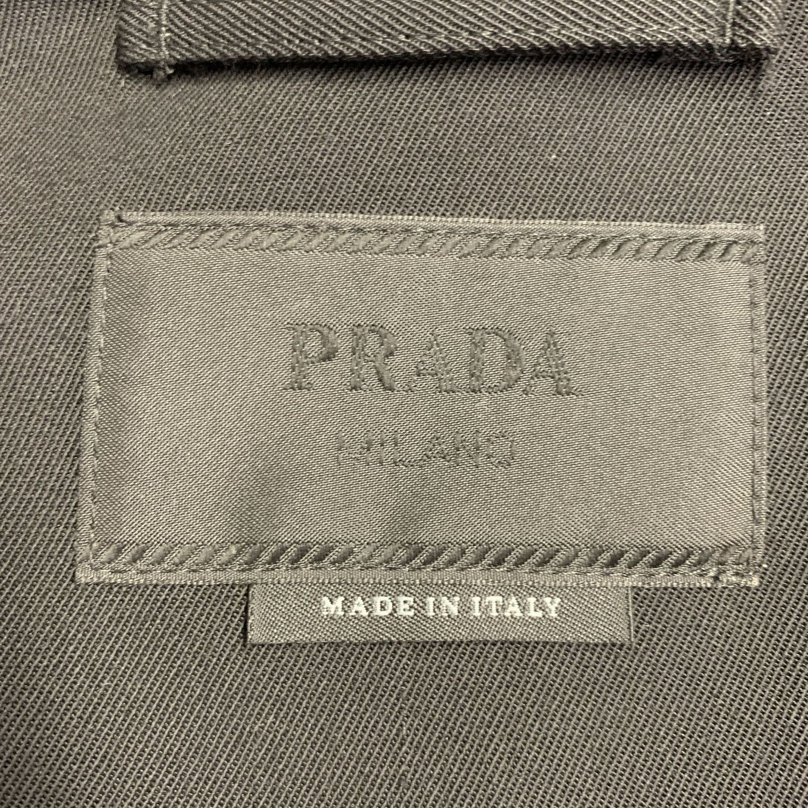 Prada Black Virgin Wool Twill Contrast Collar Zip Up Shirt Jacket Size US S / EU 44-46 / 1 - 7 Thumbnail