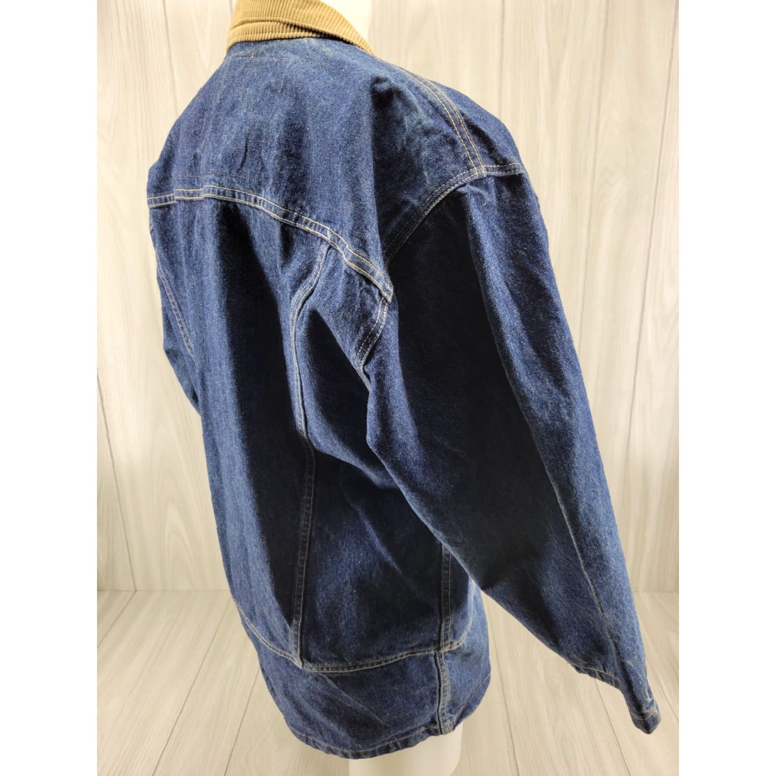 Denime VINTAGE Levis Denim Jacket Jacket Women Long Distressed Collared 77932-7206 Chore Cord Blue Jeans Coat Size M / US 6-8 / IT 42-44 - 7 Thumbnail