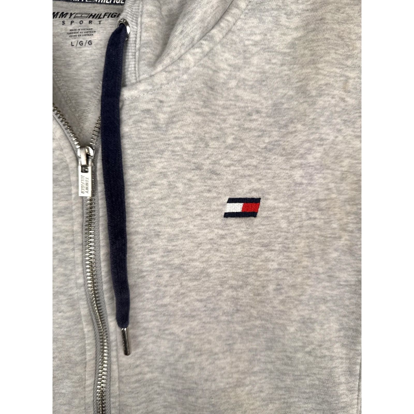 Tommy Hilfiger Tommy Hilfiger Sport Womens L Gray Full Zip Logo Tape Sleeve Jersey Hoodie Sweatshirt Jacket Size L / US 10 / IT 46 - 6 Thumbnail