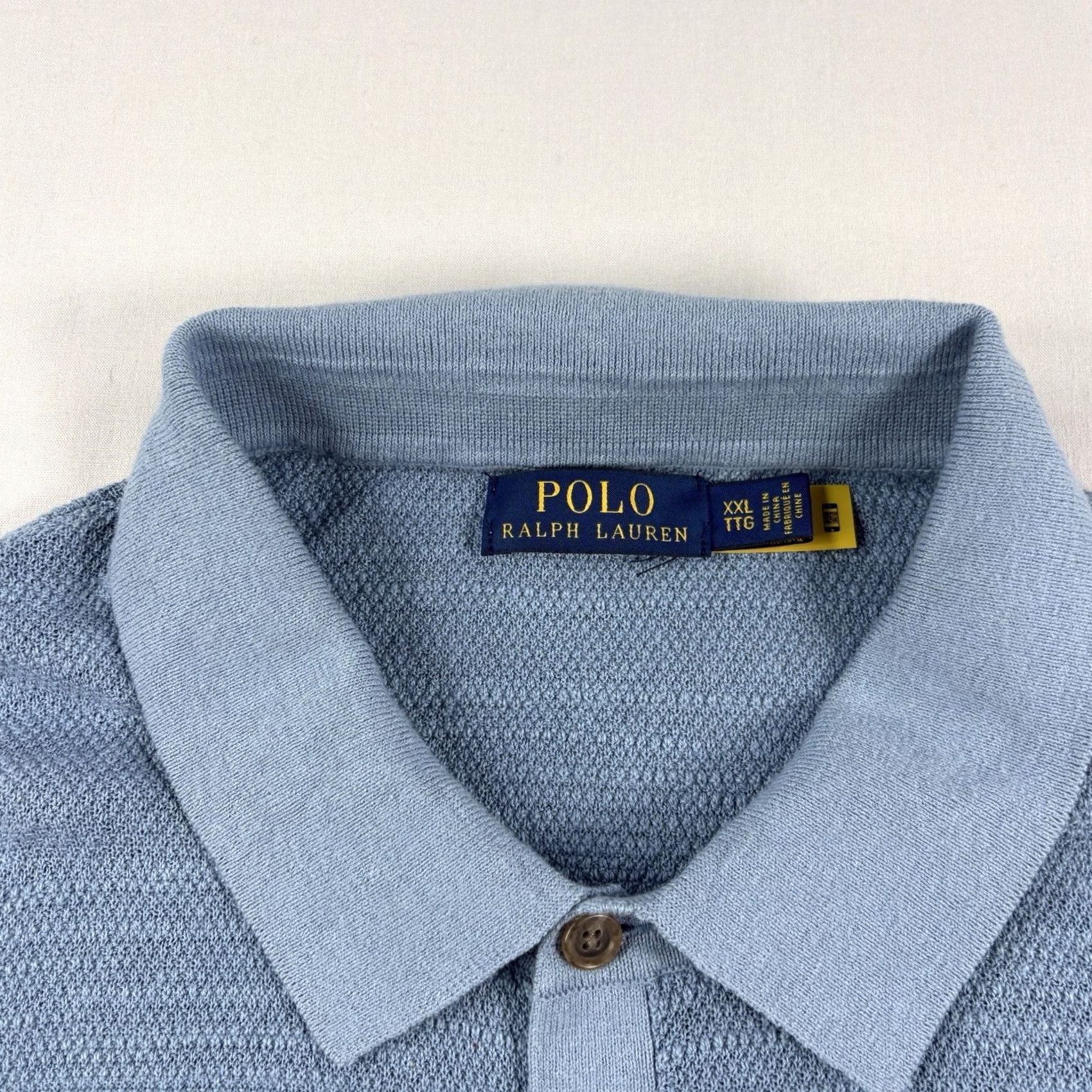 Polo Ralph Lauren Polo Ralph Lauren Sweater Men’s 2XL Blue Linen Cotton Blend Polo Collar Stretch Short Sleeve Pullover Size US XXL / EU 58 / 5 - 4 Thumbnail