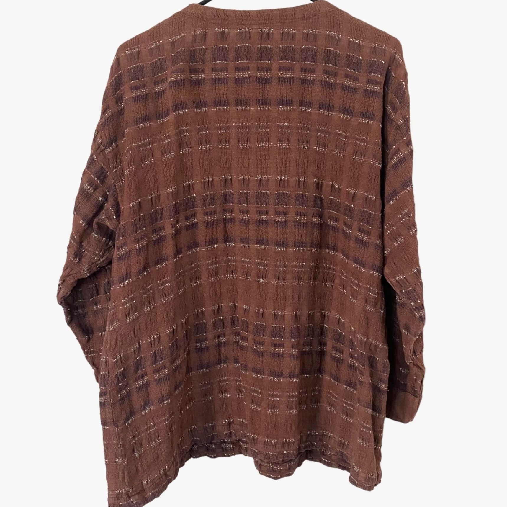 Vintage VINTAGE Cotton USA Striped Button-Collar Long Sleeve Tunic Blouse Brown Women's Medium Size M / US 6-8 / IT 42-44 - 3 Thumbnail
