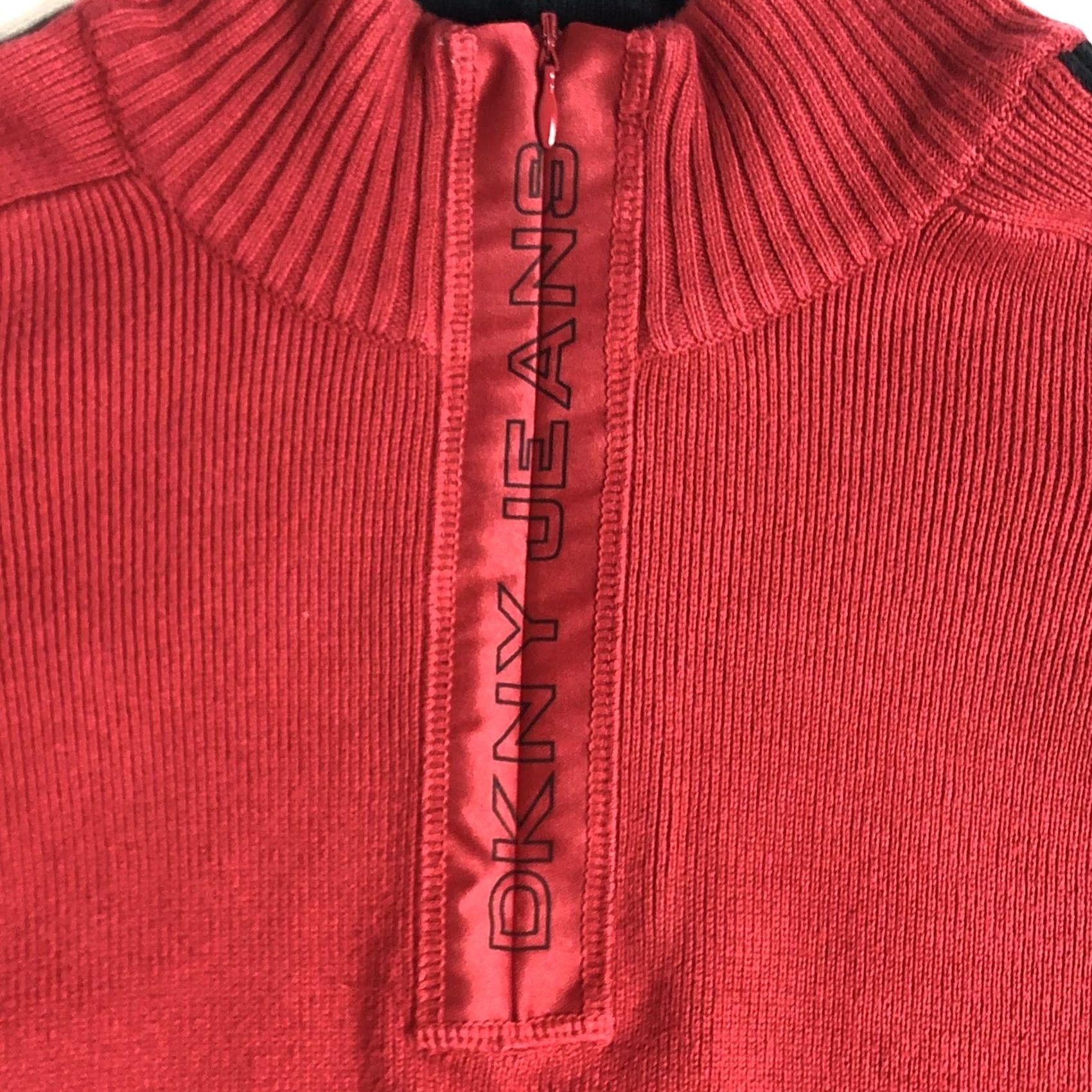 DKNY VINTAGE DKNY Donna Karan Jeans Sweater 1/4 Zip Pullover Women Large Red 90s Slim Knit Mock Neck Pullover Christmas Winter Summer Spring Fall"] Size US L / EU 52-54 / 3 - 2 Thumbnail