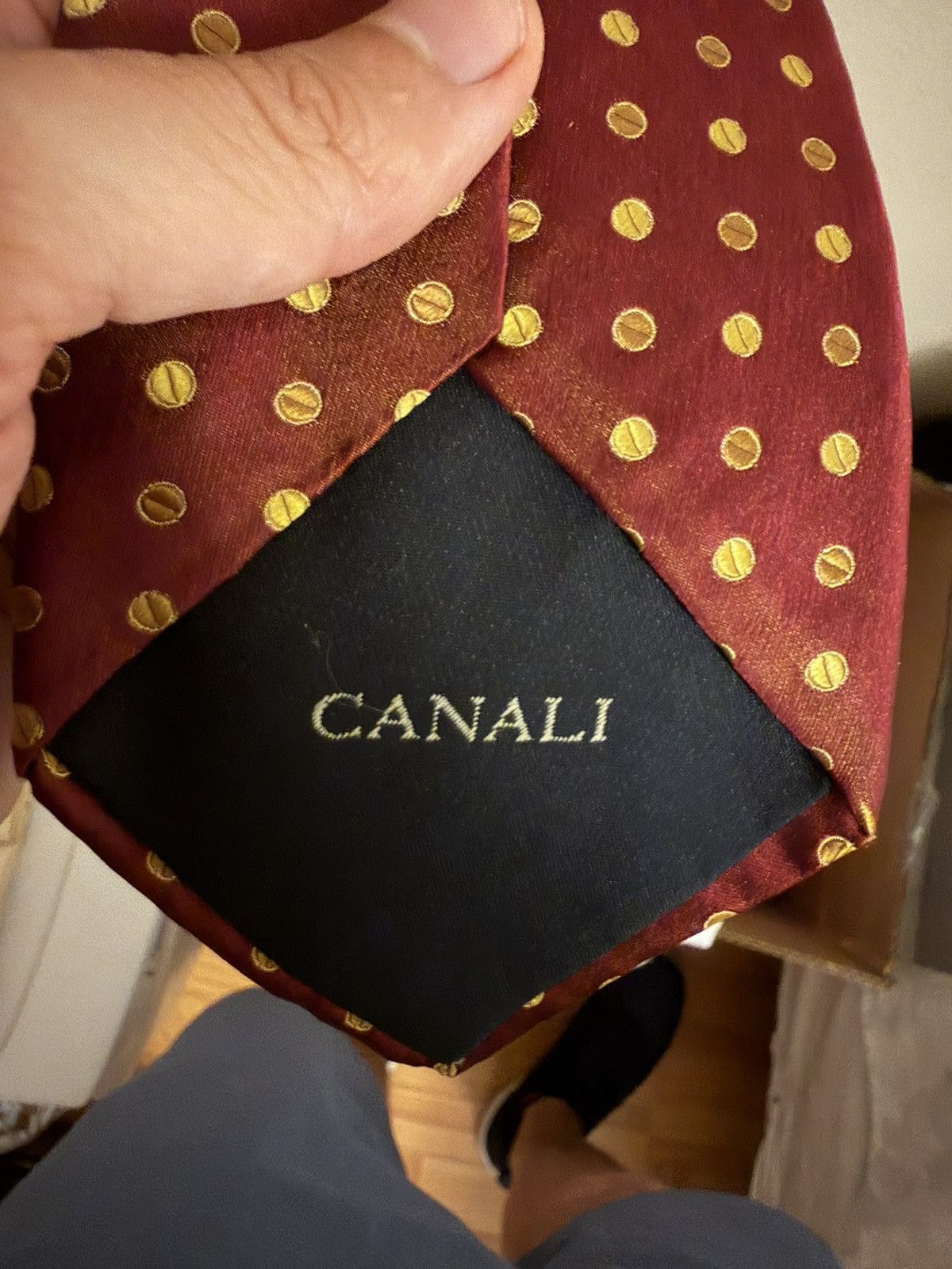 Canali Vintage Canali Tie Red Yellow Geometric Patter Made In Italy Size ONE SIZE - 2 Thumbnail