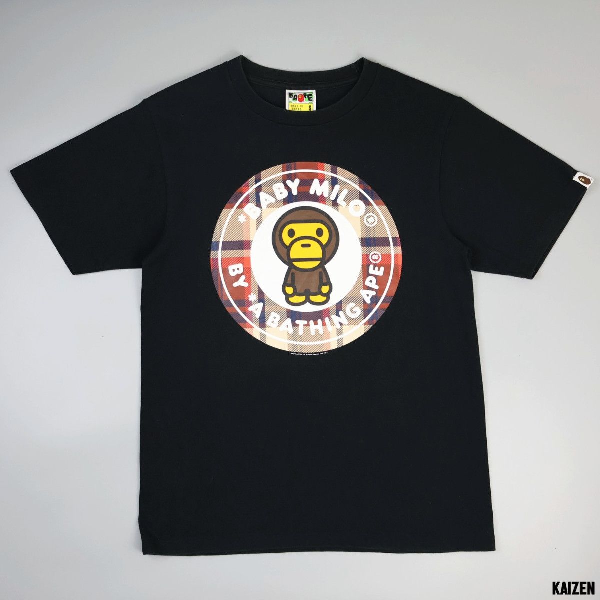 image of Bape Check Milo Busy Works Tee in Black, Men's (Size Small)