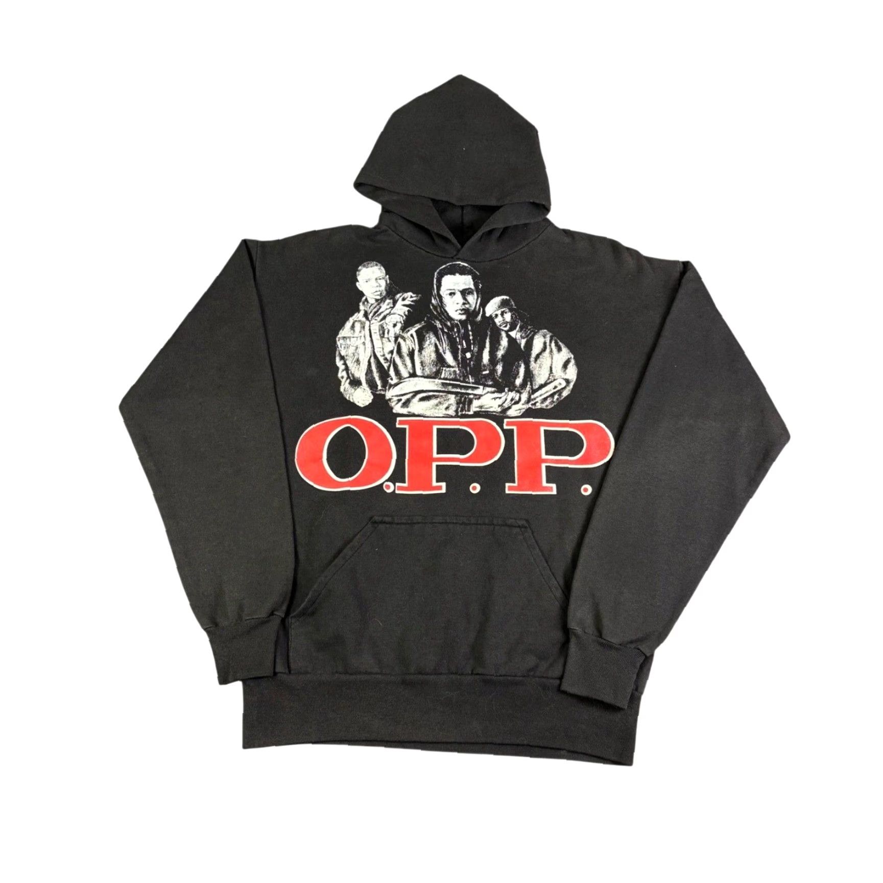 Vintage VINTAGE Naughty By Nature OPP Hip Hop Rap Hoodie Black Sweatshirt Mens 90s Sweatshirt Hoodie Graphic Print Pockets Hooded Crew Neck Cotton Blend Size US M / EU 48-50 / 2 - 2 Thumbnail