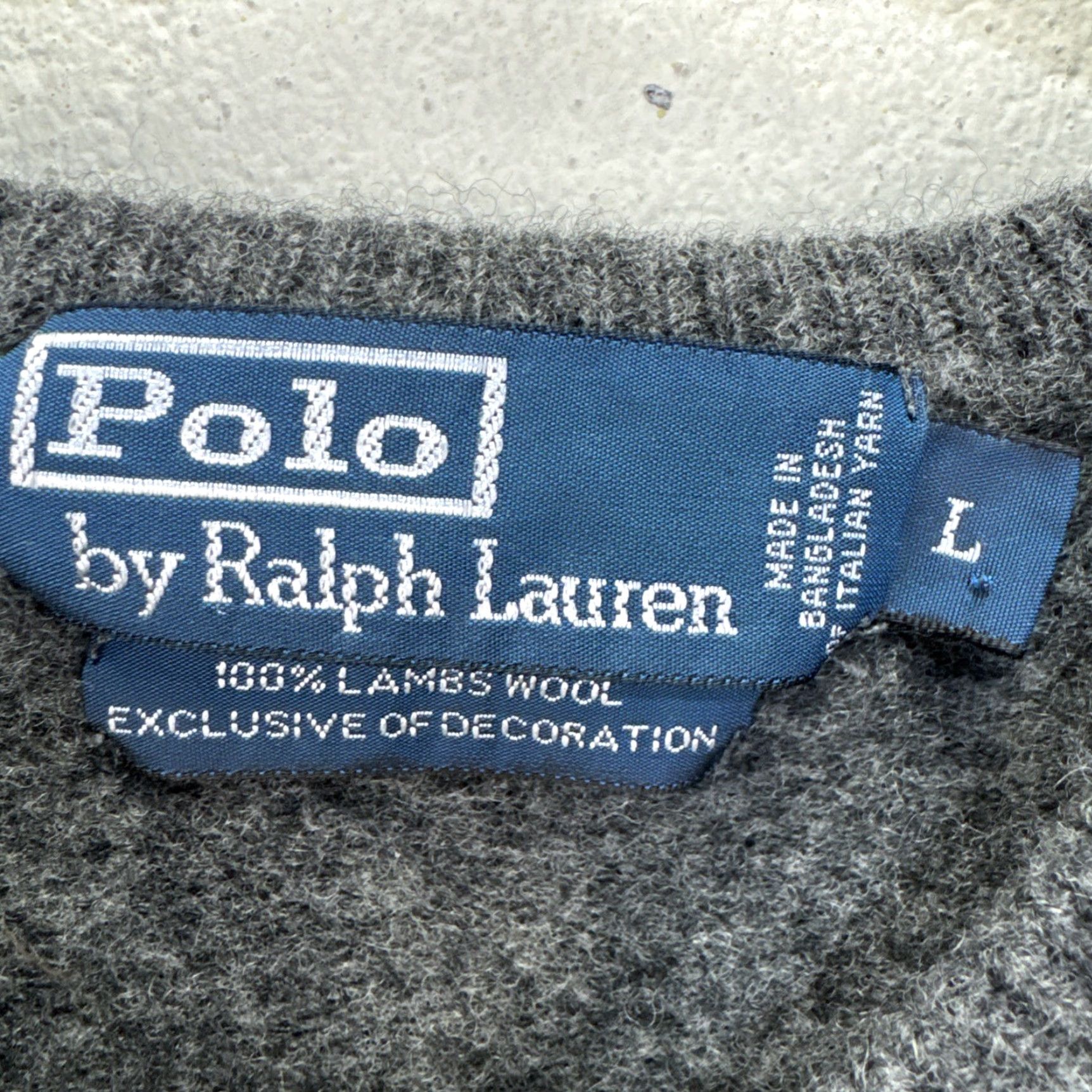 Polo Ralph Lauren VINTAGE Polo Ralph Lauren Sweater Womens Large Grey 100% Lambswool V Neck Pullover Embroidered Logo Minimalist Classic Outdoor 90s Sports Preppy Size L / US 10 / IT 46 - 2 Thumbnail