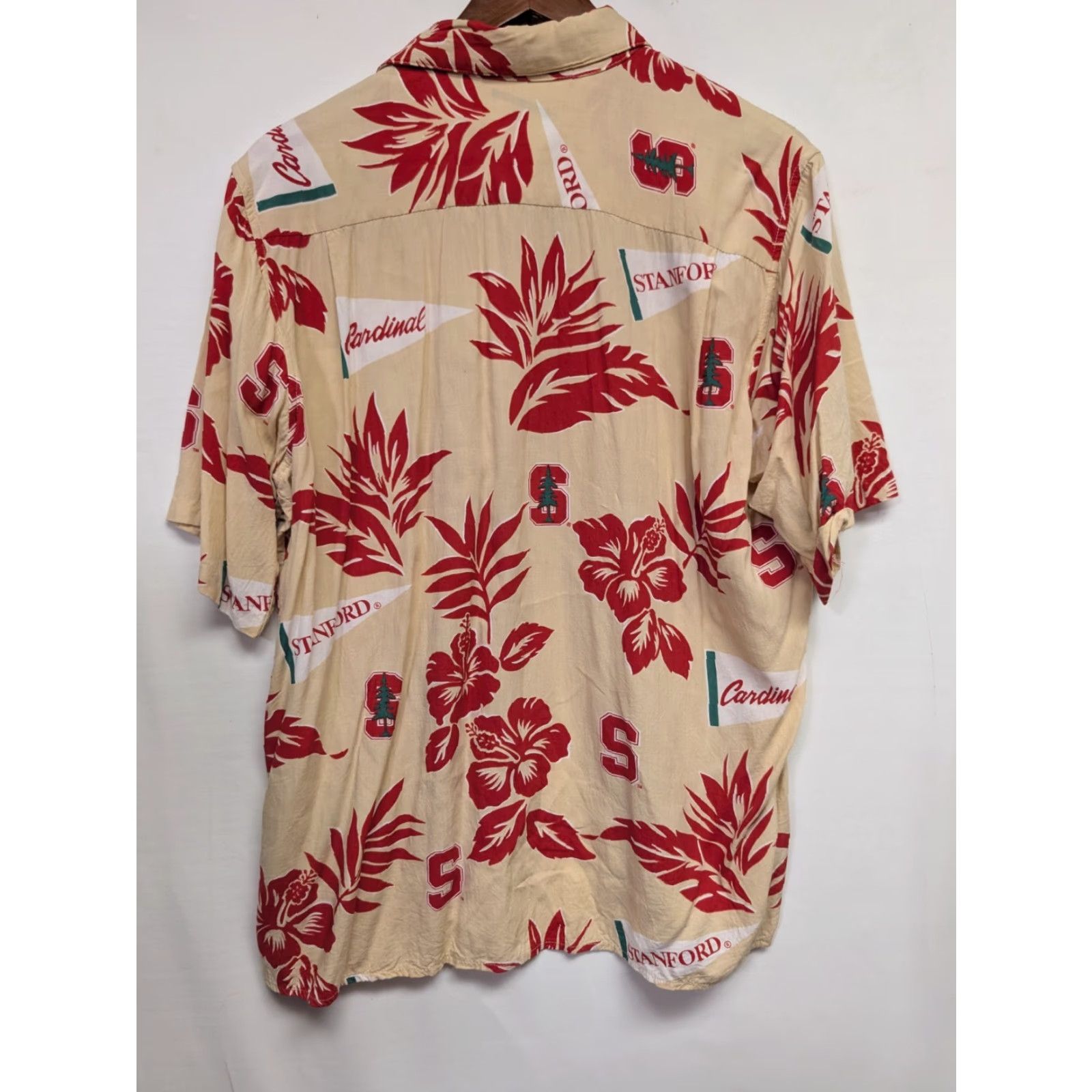 Reyn Spooner VINTAGE Reyn Spooner Stanford Cardinals Hawaiian Shirt M Ivory 1990s Mens Size US M / EU 48-50 / 2 - 5 Thumbnail