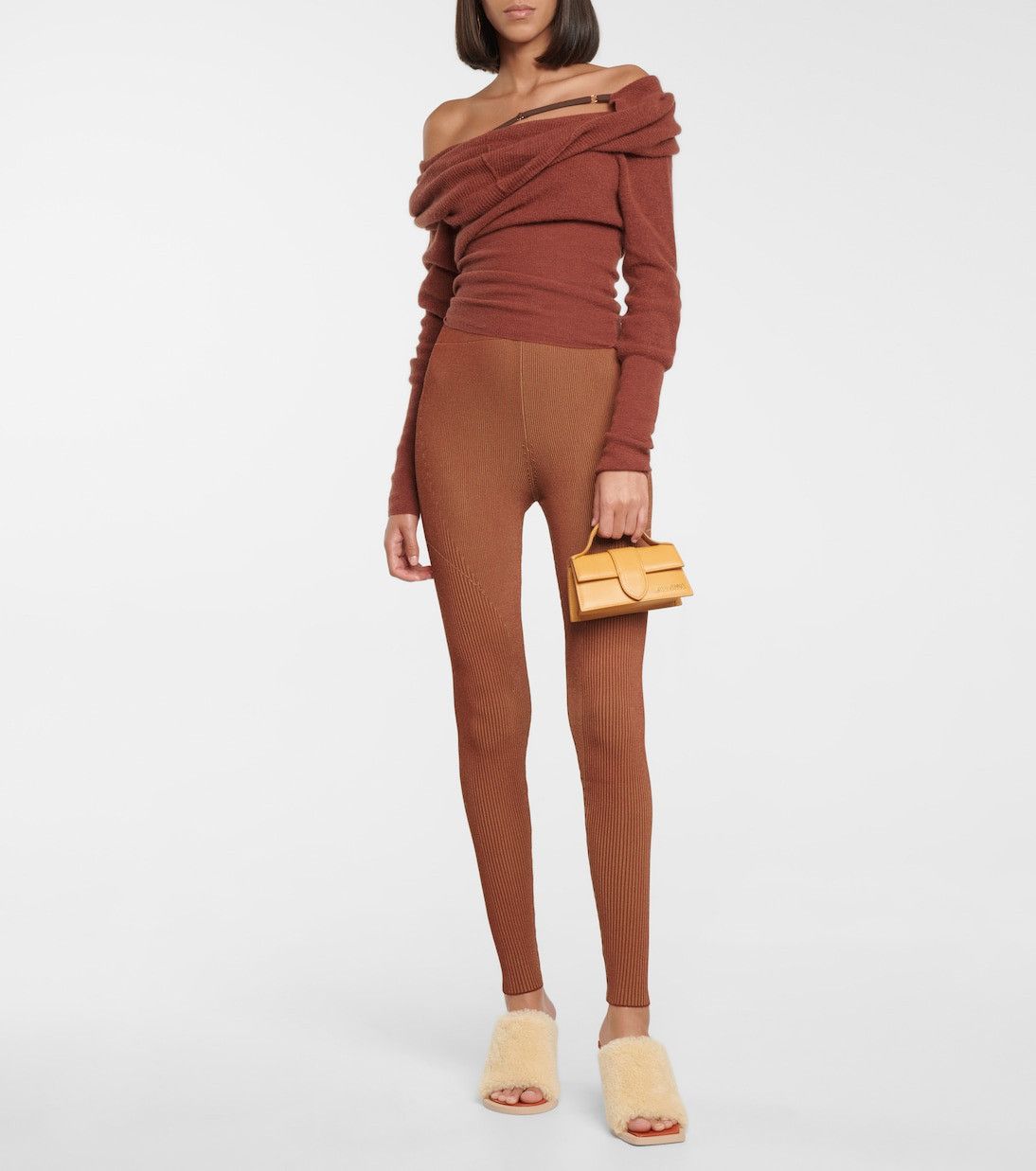 Jacquemus Jacquemus Le Legging Arancia Knit Leggings In Camel Brown Size 30" / US 8 / IT 44 - 1 Thumbnail