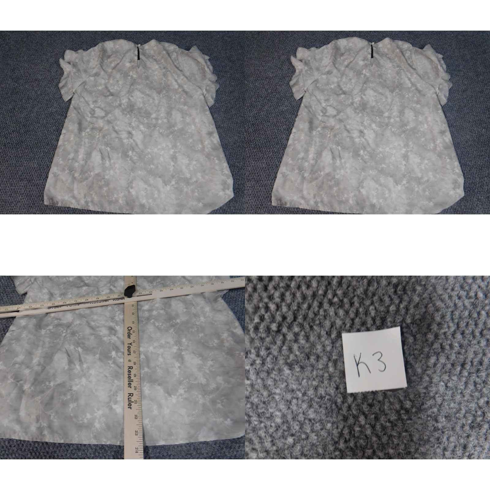 Vintage Gilli Blouse Shirt Womens Small Gray Floral Cotton Dolman Sleeve Round Neck Pullover Short Sleeve Casual Regular Size S Buttons Size S / US 4 / IT 40 - 8 Thumbnail