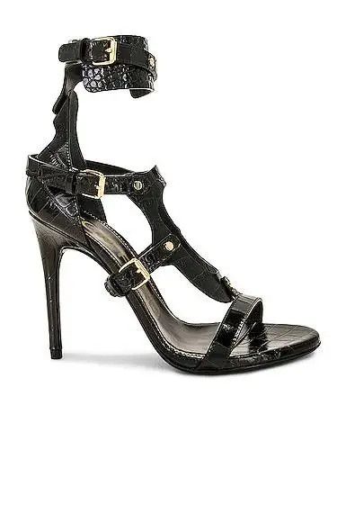 Tom Ford o1loc1c1224 W3326 Shinny Stamped Sandals in Black Size US 9 / IT 39 - 1 Thumbnail