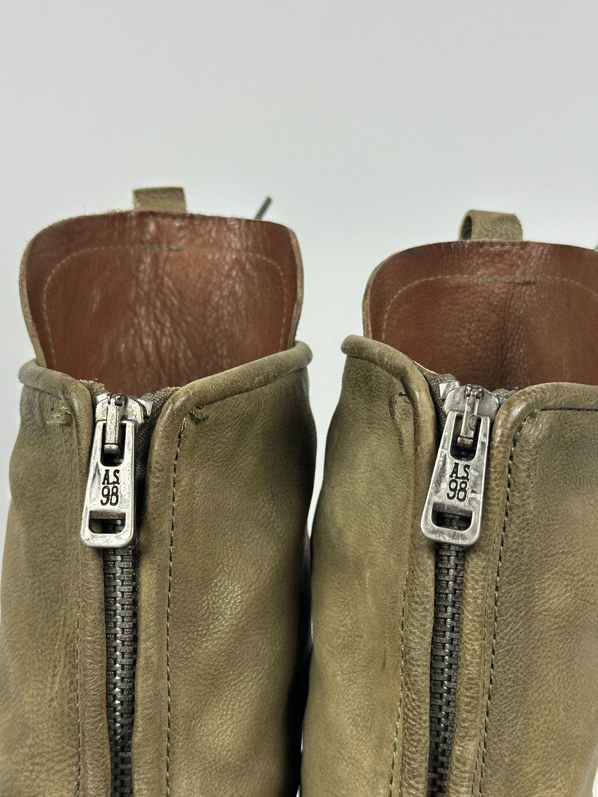 A.S.98 A.S.98. Airstep Olive Green Leather Back Zipper Ankle Boots Size US 11 / IT 41 - 23 Thumbnail