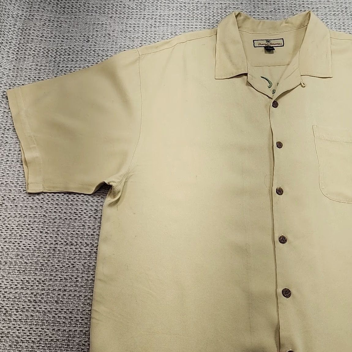 Tommy Bahama VINTAGE Tommy Bahama Shirt Mens XL Beige Date Palm Classic Golf Short Sleeve Aloha 90s Beach California Hawaiian Outdoor Retro Dad Mens Size US XL / EU 56 / 4 - 5 Thumbnail