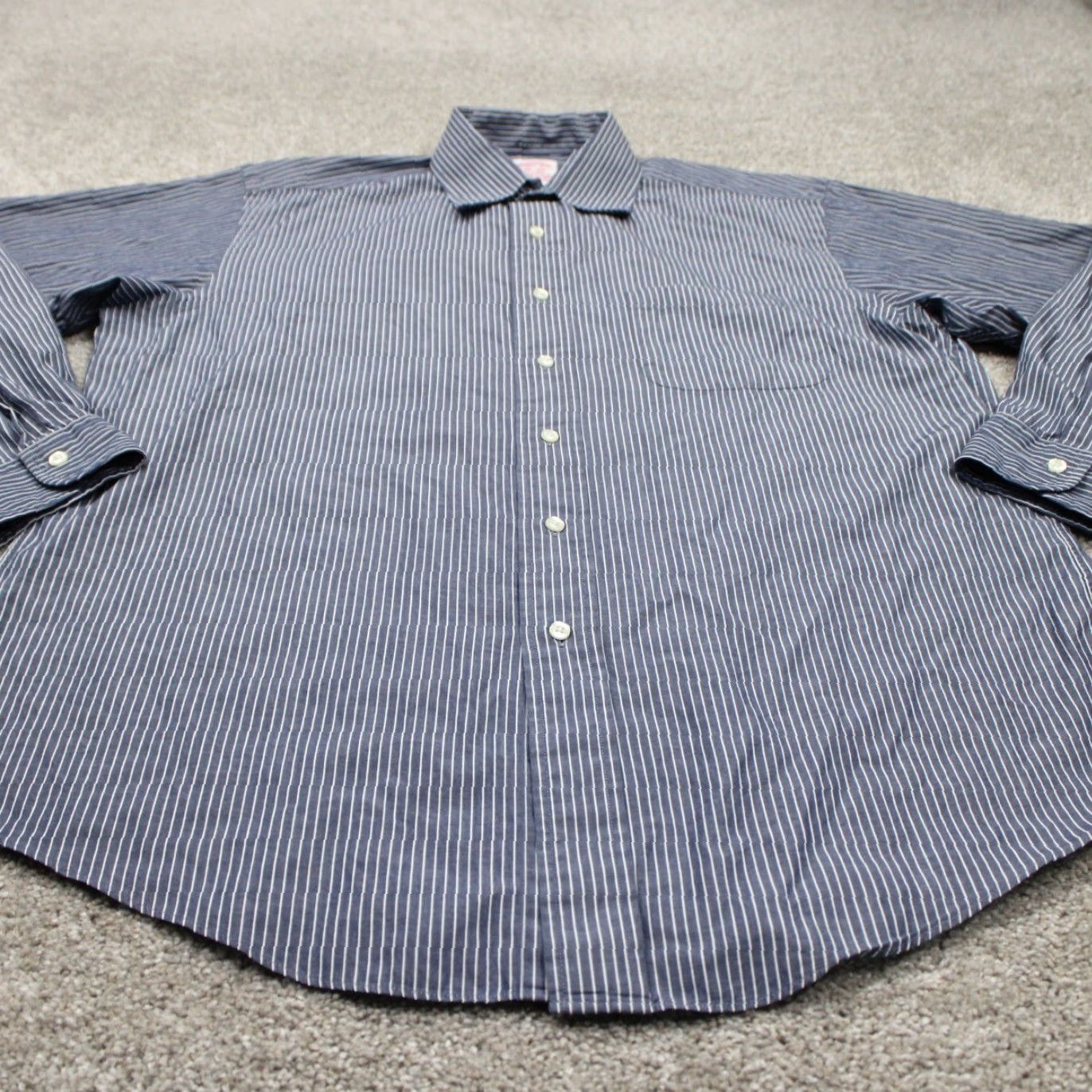 Brooks Brothers Brooks Brothers Dress Shirt Mens 15 1/2 4 Blue/White 100% Cotton L/S Button Up Shirt Size 42R - 3 Thumbnail