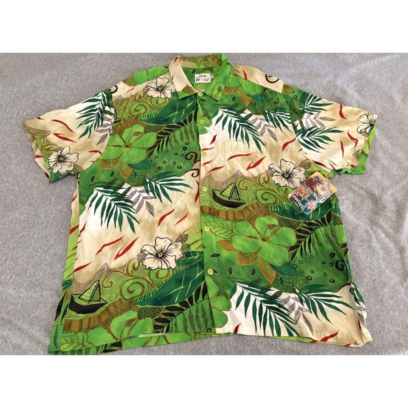 Jams World Jams World Escape Floral Green Short Sleeve Shirt Mens 2XL NWT Size US XXL / EU 58 / 5 - 2 Thumbnail