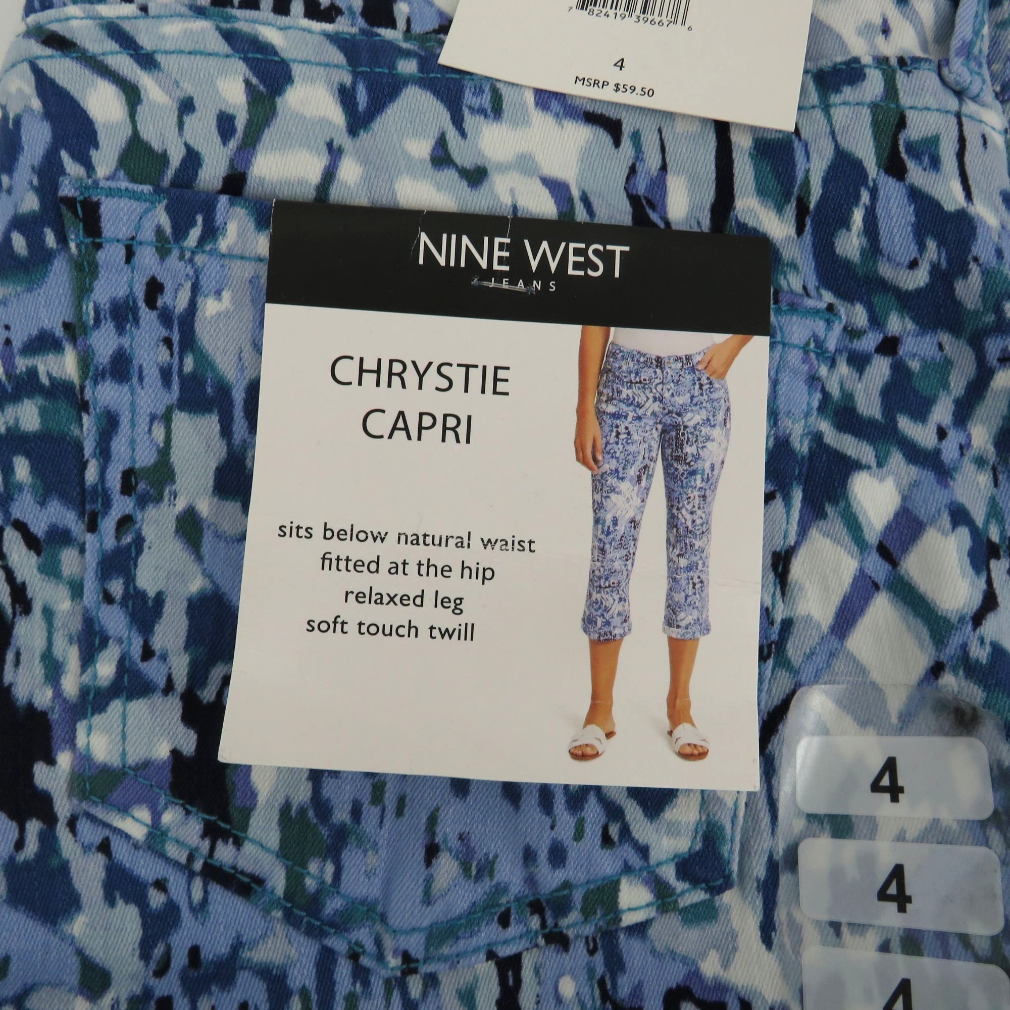 Nine West Nine West Women's Chrystie Capri Jeans Blue Abstract Print S Size 27" / US 4 / IT 40 - 3 Thumbnail